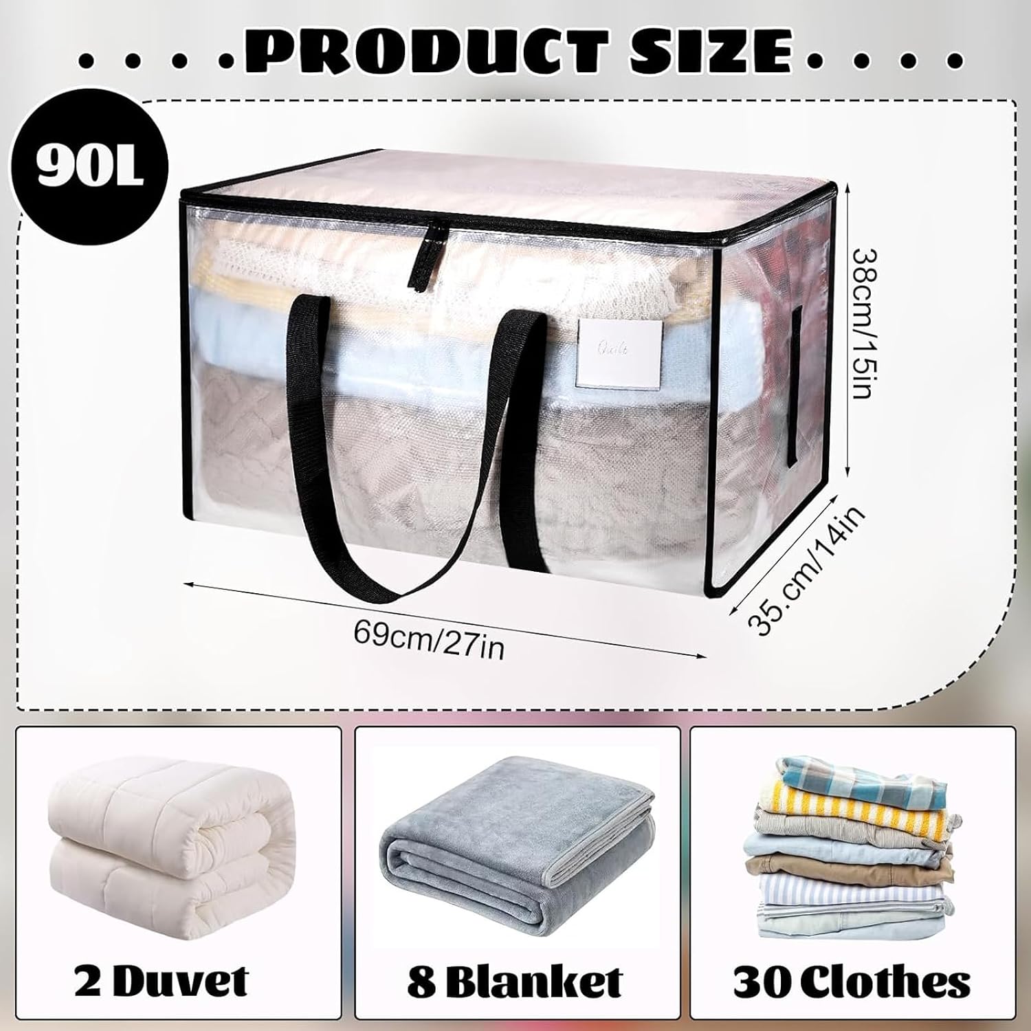 Detalle 2 de Dntorx 6 Pack Large Clothes Storage Bag with Lid