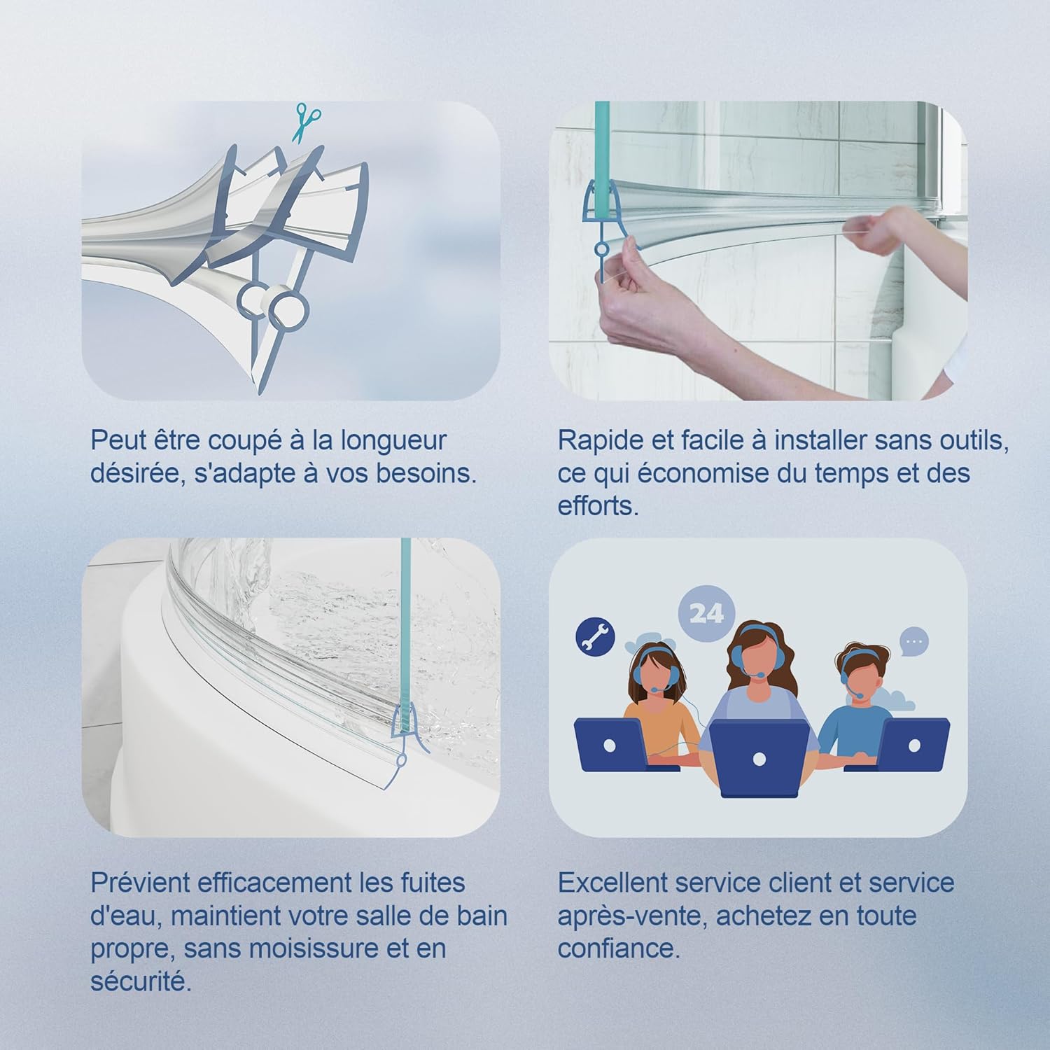 Detalle 2 de Hnnhome Joint d'étanchéité pré-courbé pour paroi de douche 4–6 mm, 870 mm – transparent