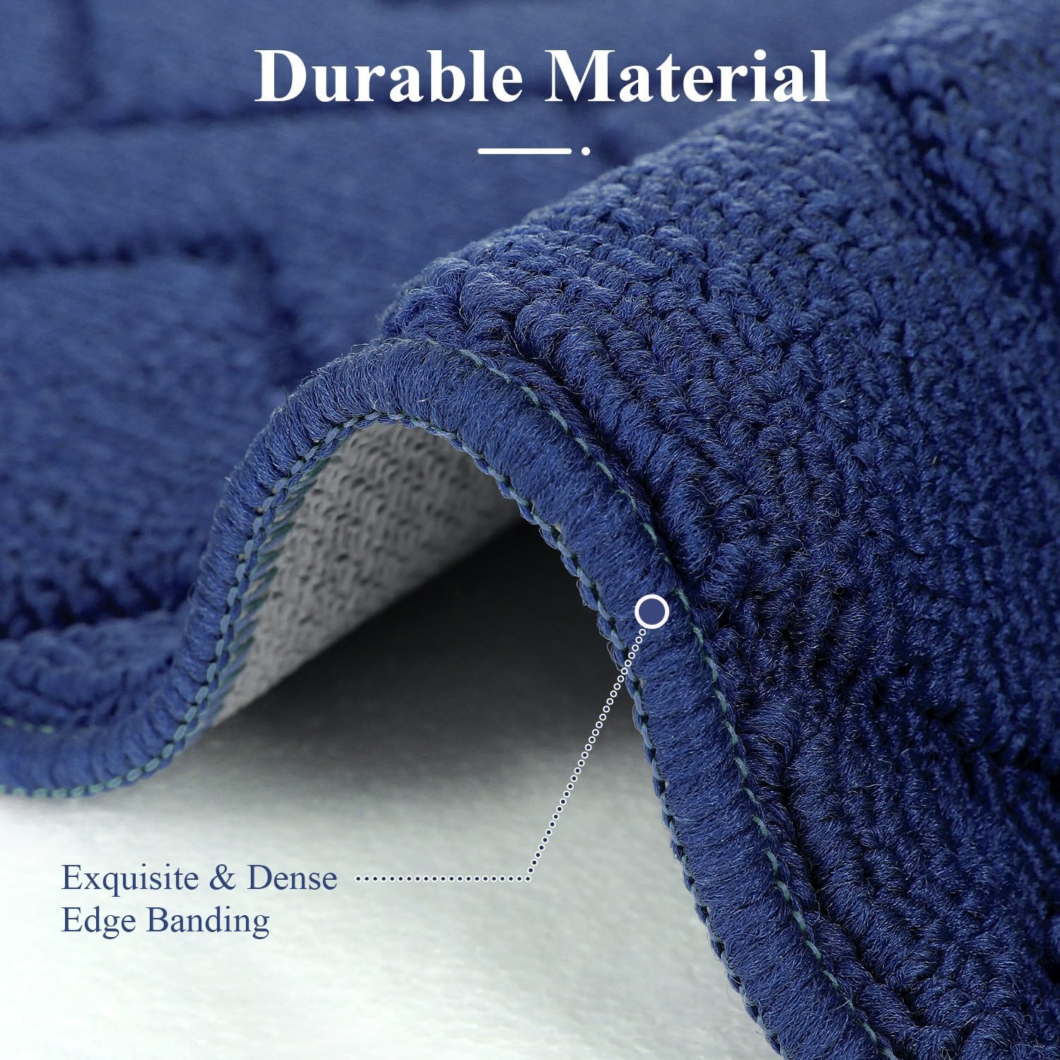 Detalle de hicorfe Kitchen Rugs and Mats Sets (2 Pieces) – Ultra-Absorbent, Non-Slip Polypropylene Mats, Navy