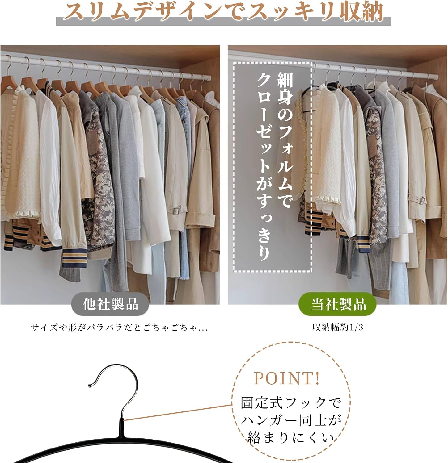 Detalle de TKTOP 3WAYステンレスハンガー 20本組 PVCコーティング・ブラック