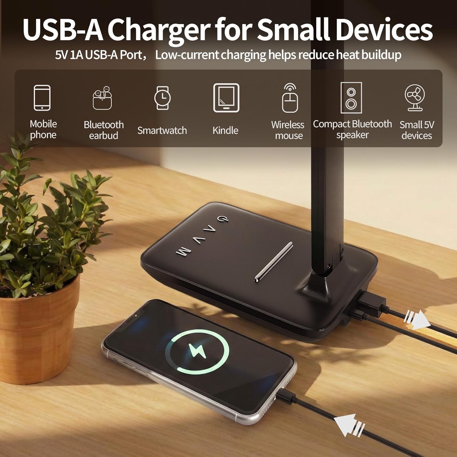 Thumbnail 4 de UPXNBOR dimmable LED desk lamp with USB-A charging and foldable reading head