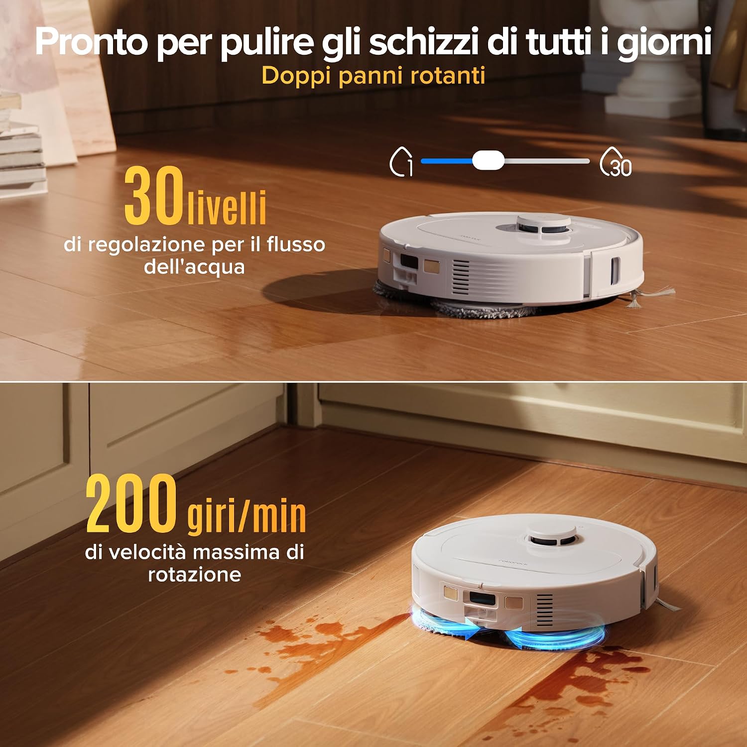 Detalle de roborock Qrevo S Pro: Robot Aspirapolvere Lavapavimenti con Lavaggio Panno a 75°C