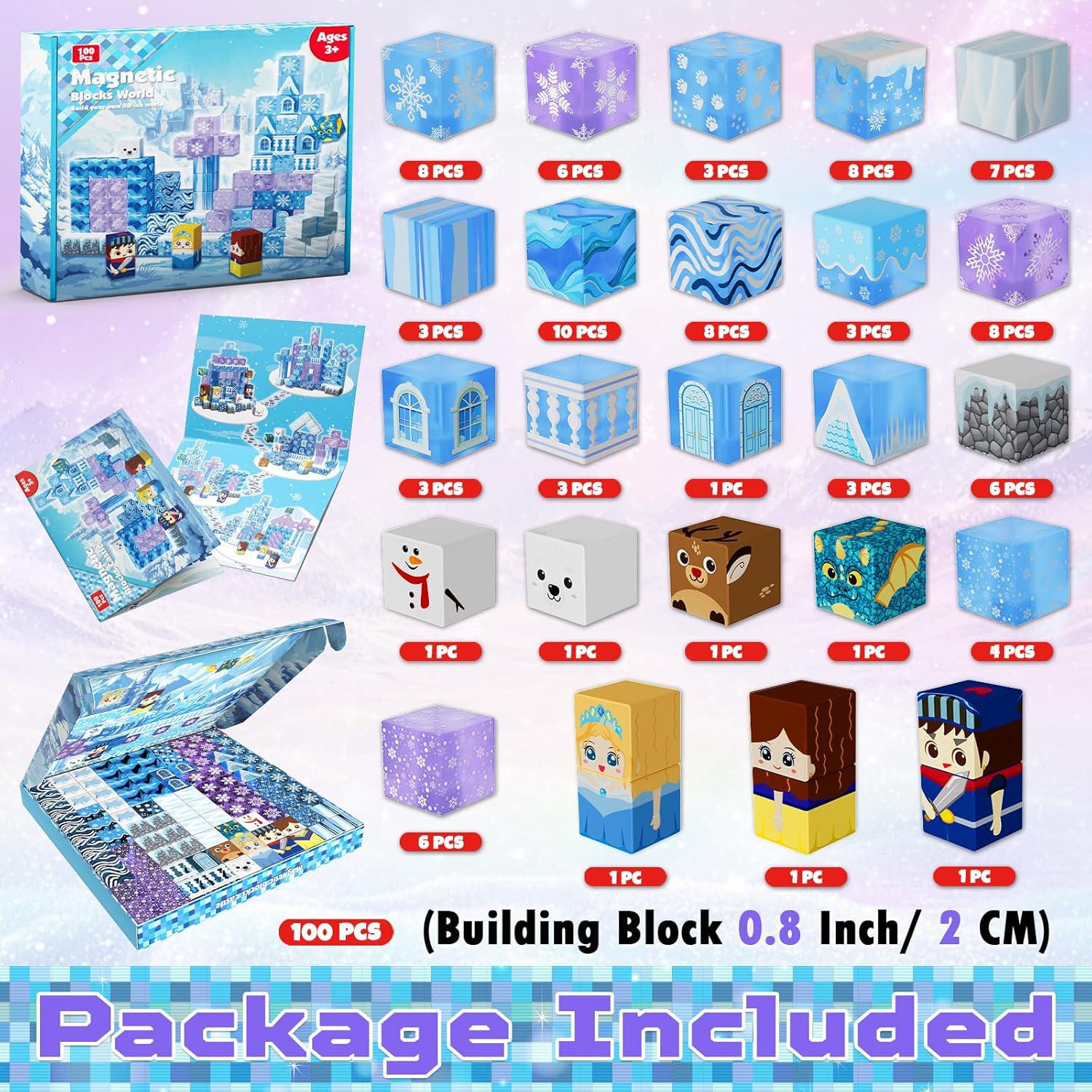 Detalle de Magneverse Bloques Magnéticos Construcción Azul Hielo - 100 Piezas