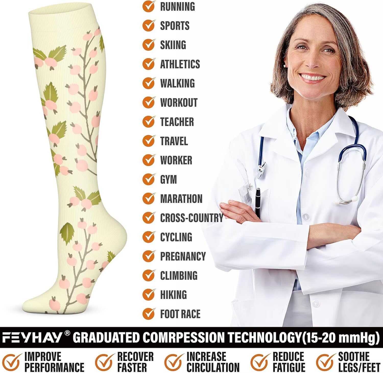 Thumbnail 6 de Compression Socks 15-20 mmHg 6 Pack