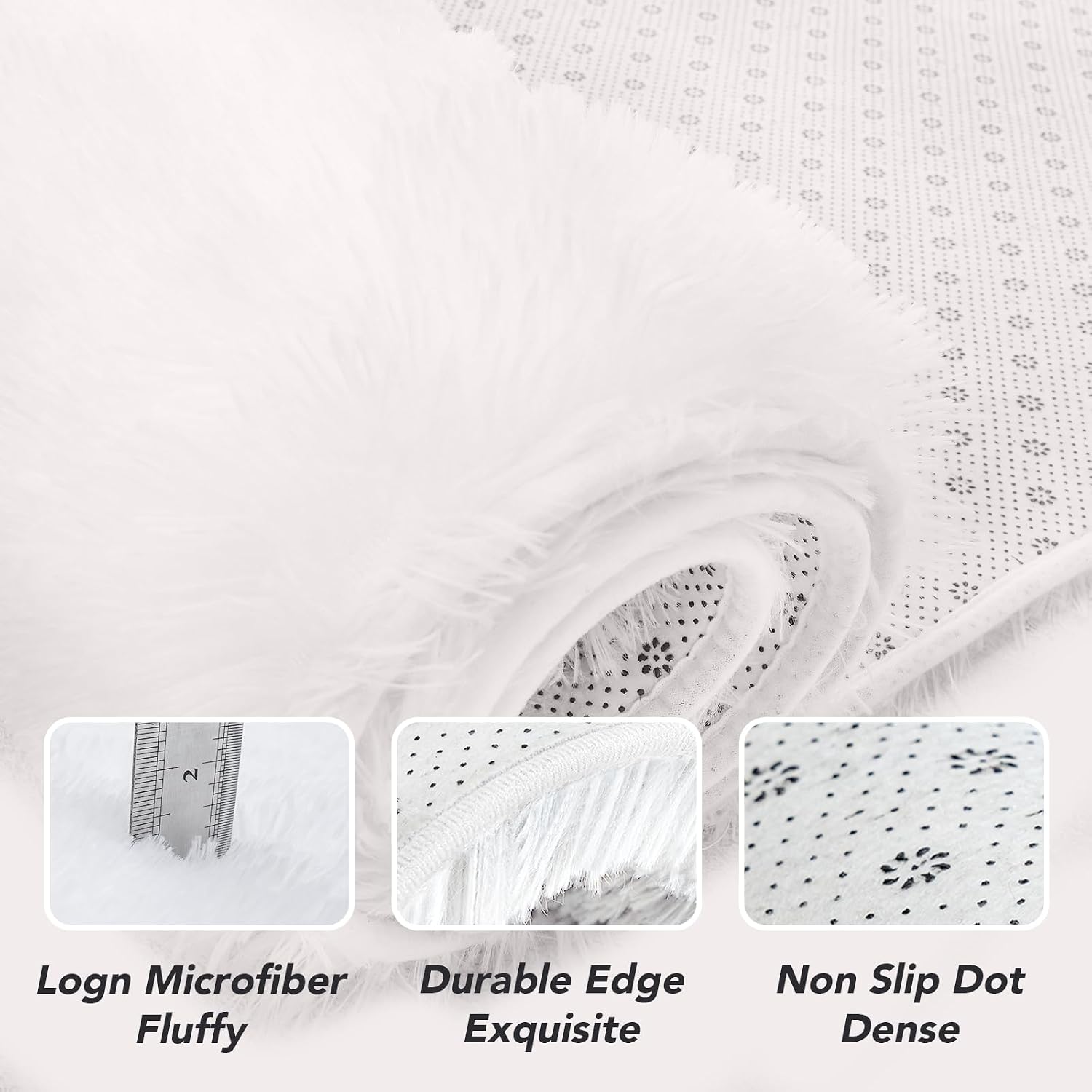 Detalle 1 de Fluffyrug White 10x14 shag rug