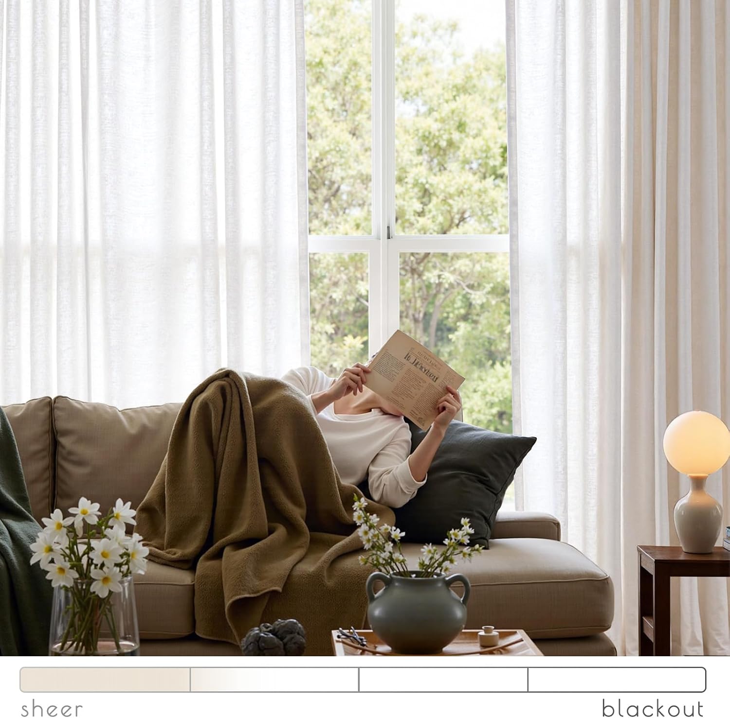 Detalle de Jinchan Linen Curtains, 50 x 120 Inch