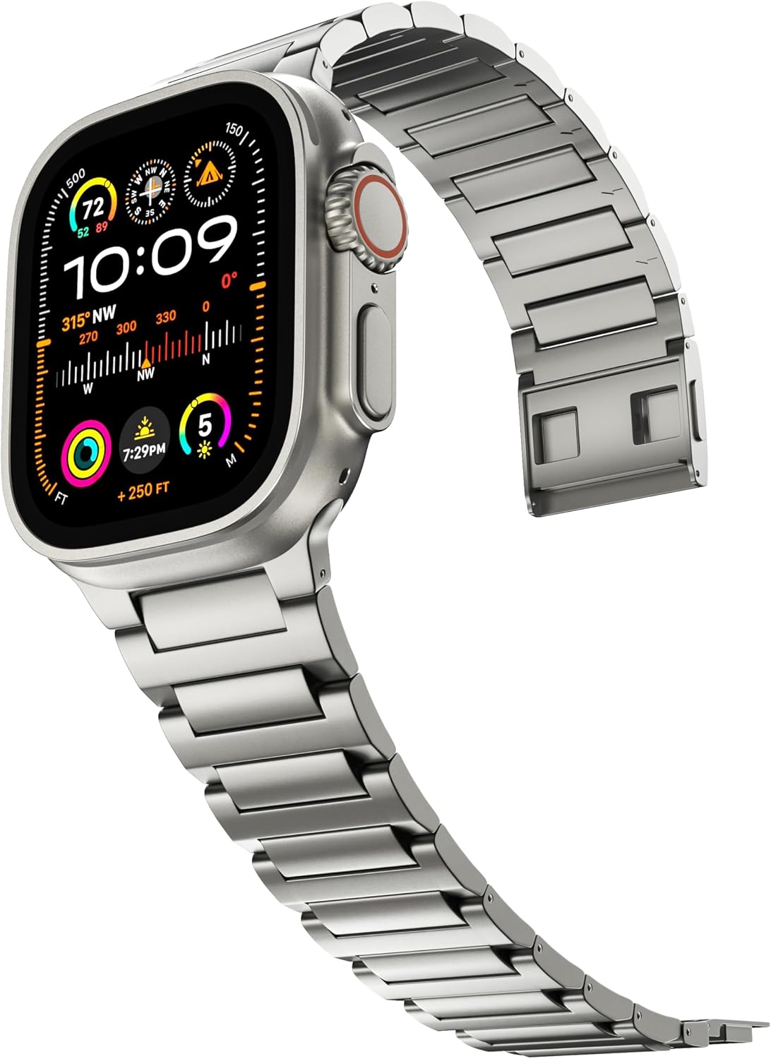 Detalle de LULULOOK Titanium Grade 4 Strap for Apple Watch Ultra (49 mm) with Magnetic Clasp – Ultra-light, DLC-coated replacement band