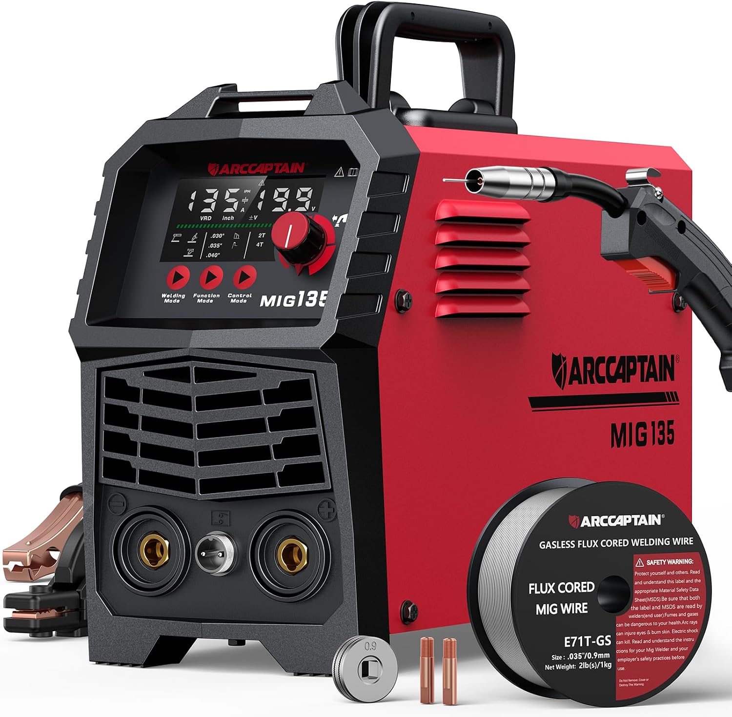 ARCCAPTAIN MIG135 135A 110V 3-in-1 Flux Core MIG Welder, Stick and Lift TIG