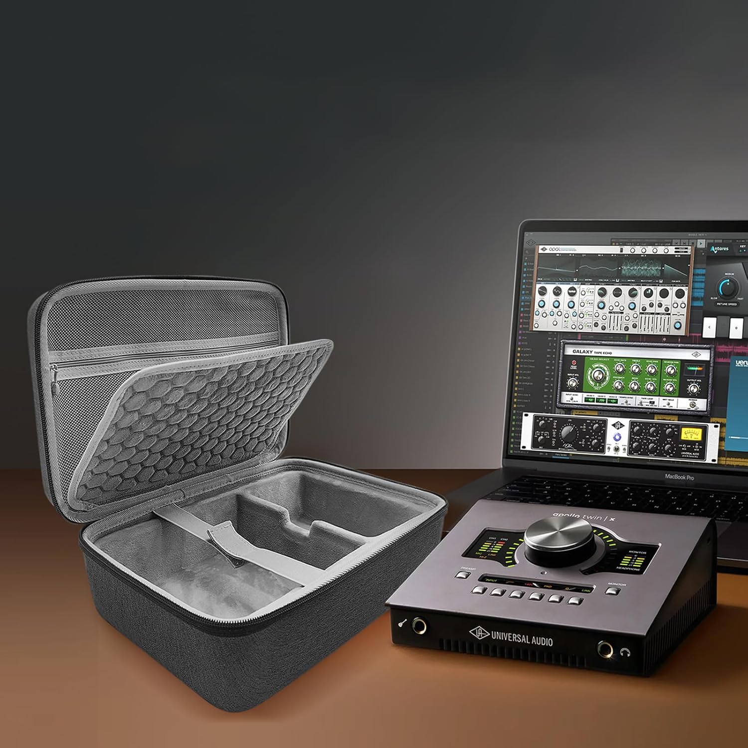 Detalle de Musiin Hard Shell Carrying Case for Apollo Twin X Duo/Quad Gen 2 (Dark Grey)