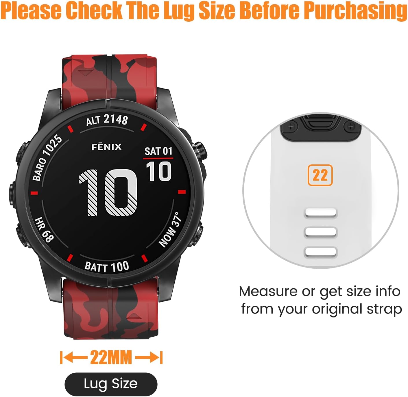 Thumbnail 1 de Replacement 22mm Quick Release Watch Strap for Garmin Fenix, Forerunner, and Instinct Series