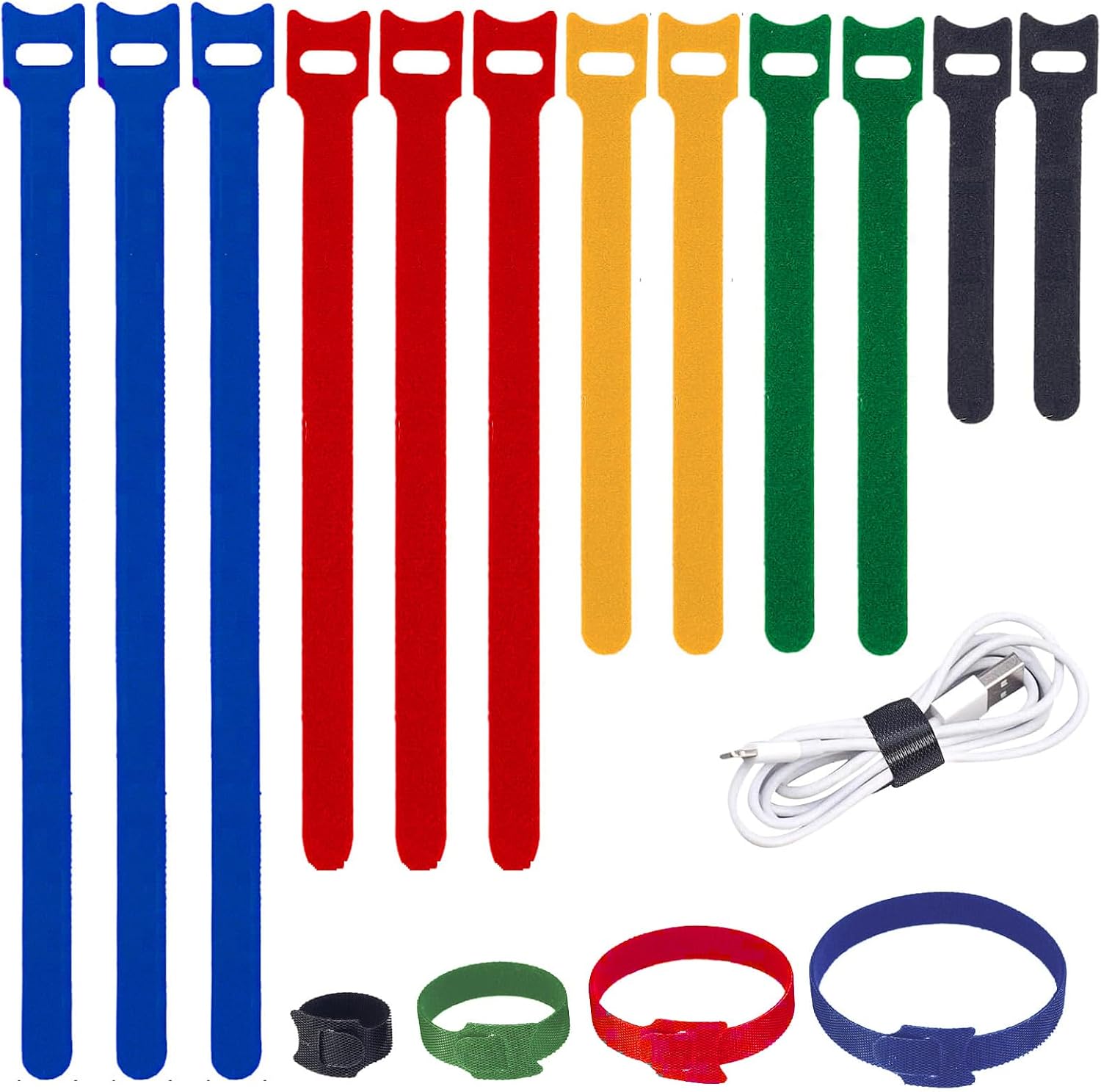 Detalle de Mvyc MVYC-Zip Ties-01 Reusable Cable Ties, 200-Piece Set in 4 Sizes