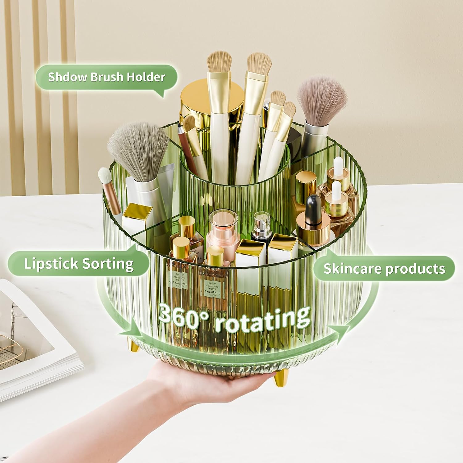 Thumbnail 1 de 360° rotating makeup organiser organiser 5 compartments