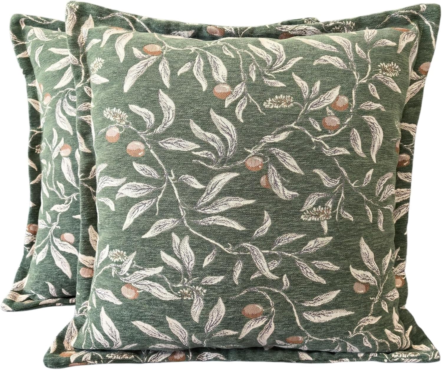 Thumbnail 5 de Wavedolphin housses de coussin 30x50 (lot de 2) en jacquard cerises – vert foncé