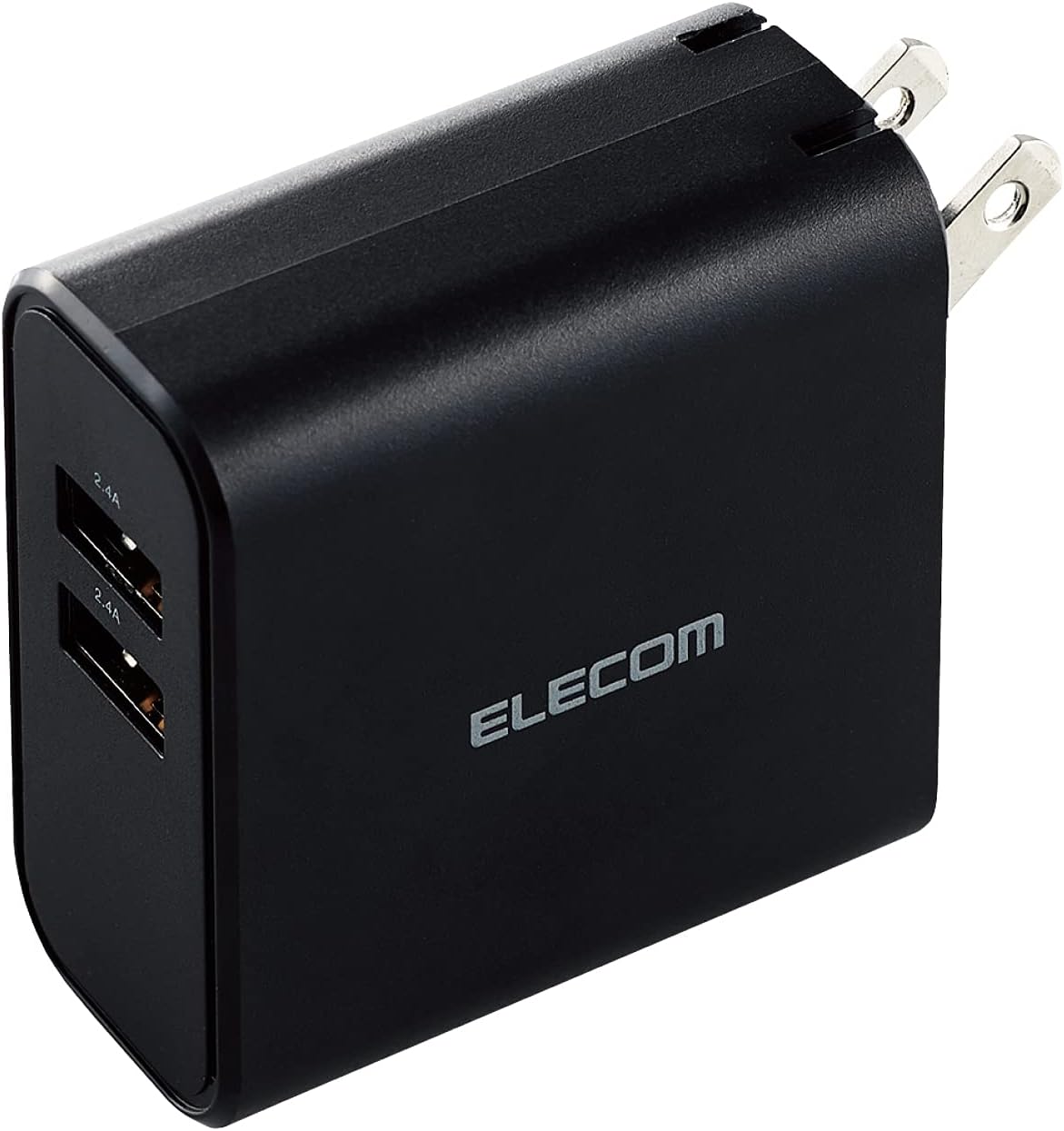 エレコム EC-AC03BK USB-A充電器 合計24W・2ポート・折りたたみ式プラグ