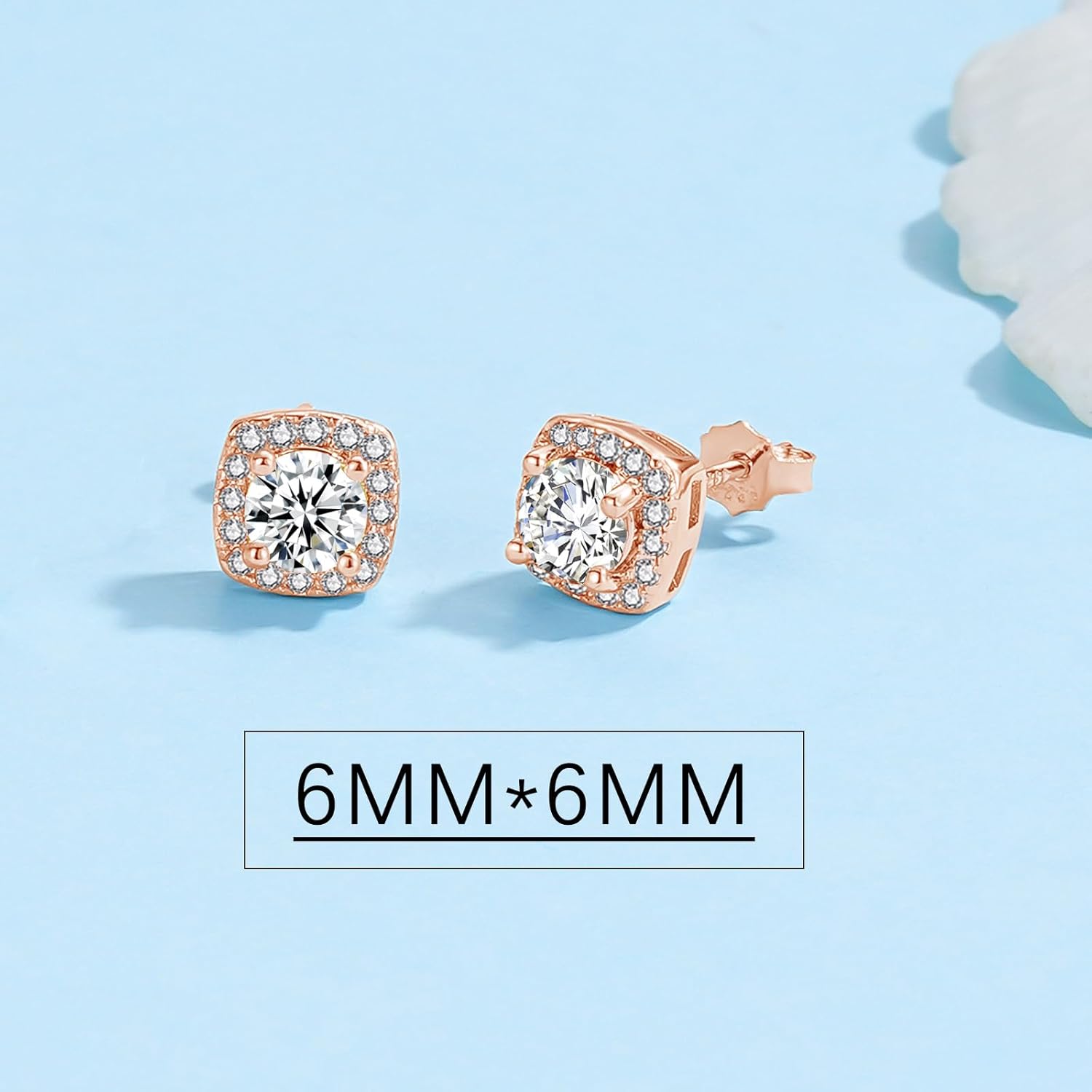 Thumbnail 2 de Deyanse Ohrstecker aus 925 Sterling Silber mit quadratischer Zirkonia (Stecker) – klein & hypoallergen