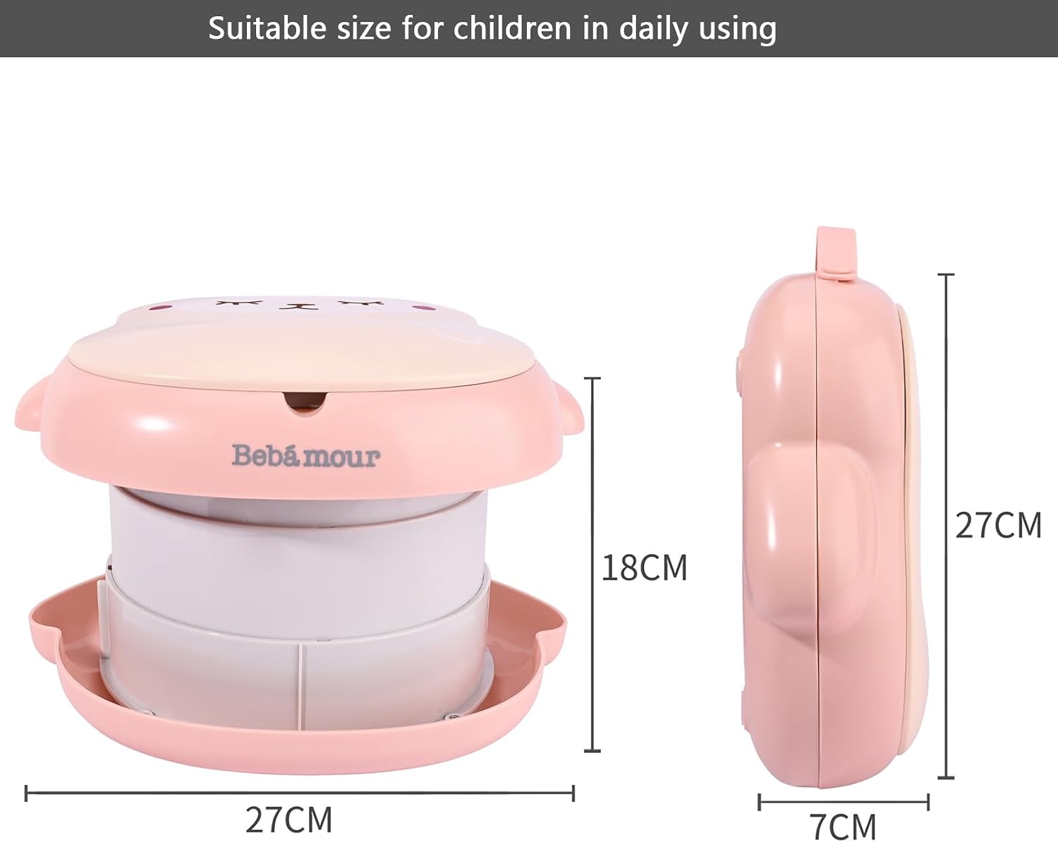 Detalle 2 de Bebamour Baby Potty Training Toilet Seat Portable Potty (Pink) with Potty Liners