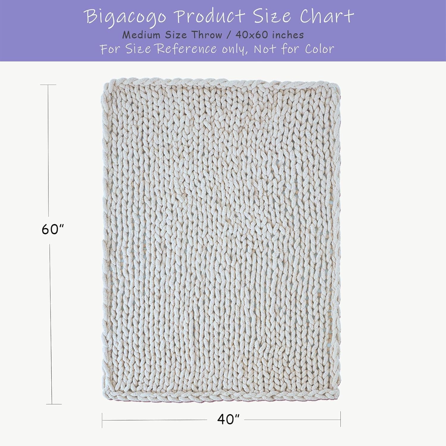 Detalle 2 de Bigacogo Chunky Knit Throw Blanket 40x60