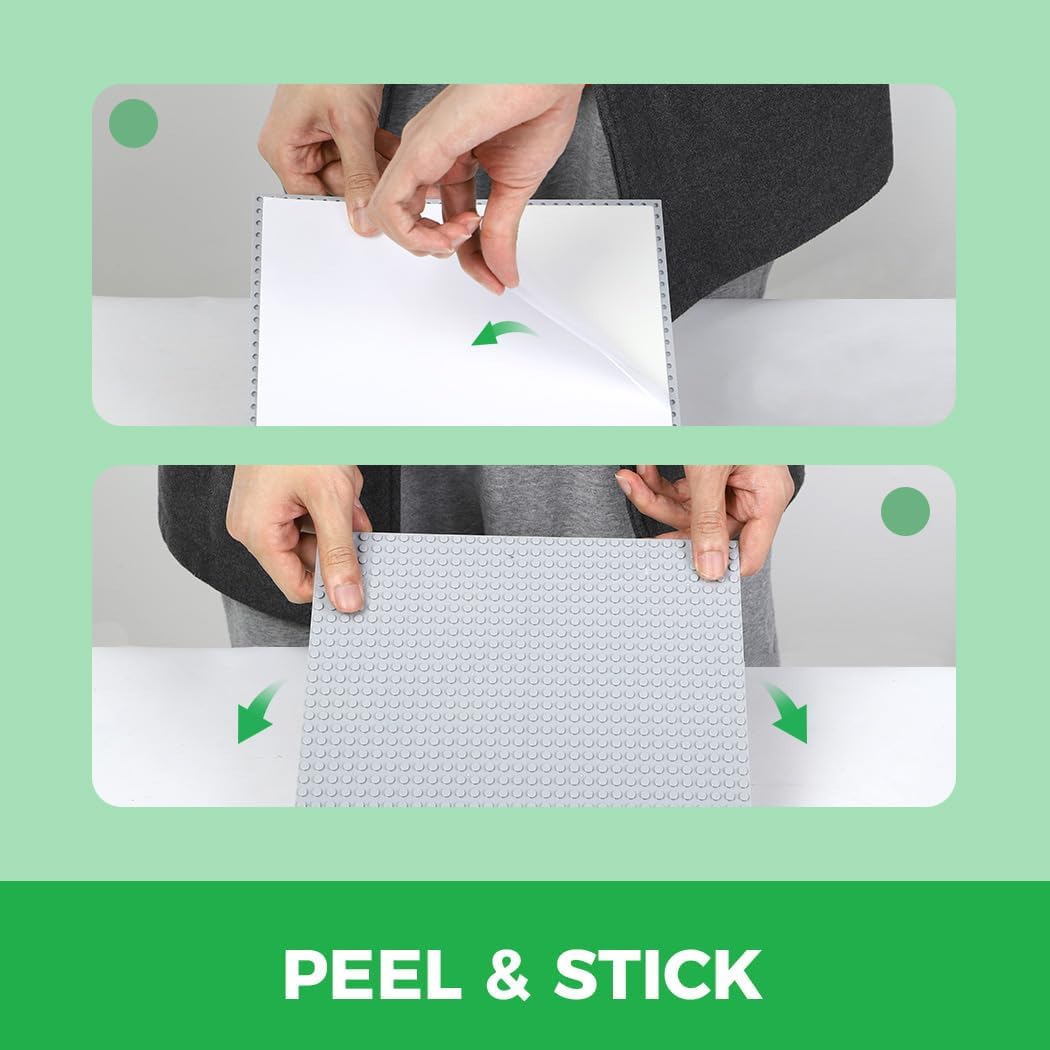 Detalle de Lekebaby 8-Pack Peel and Stick Building Base Plates (10"x10") in Grey