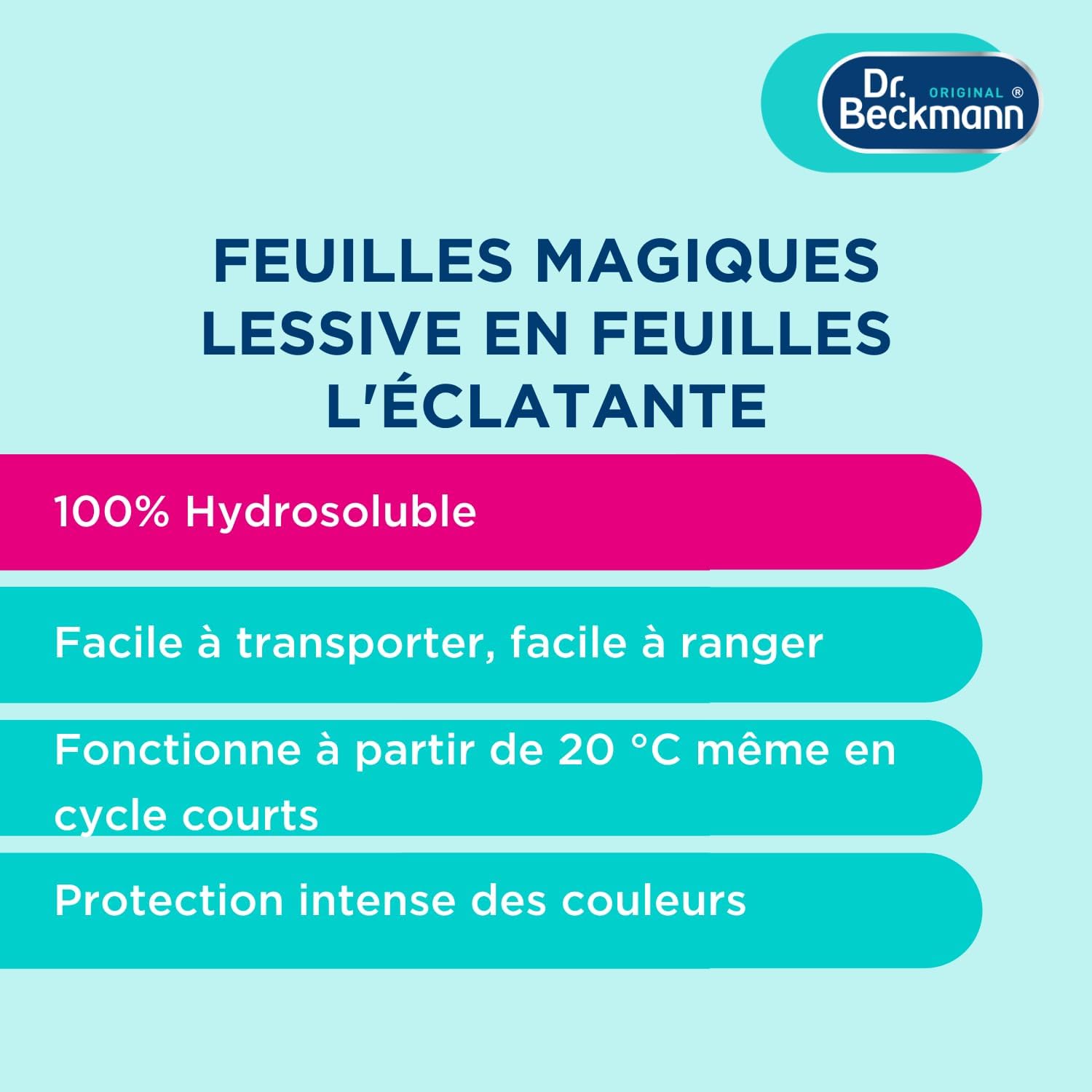 Thumbnail 3 de Dr. Beckmann – Lessive en feuilles L'ÉCLATANTE (80 feuilles) : lavage pratique et hydrosoluble
