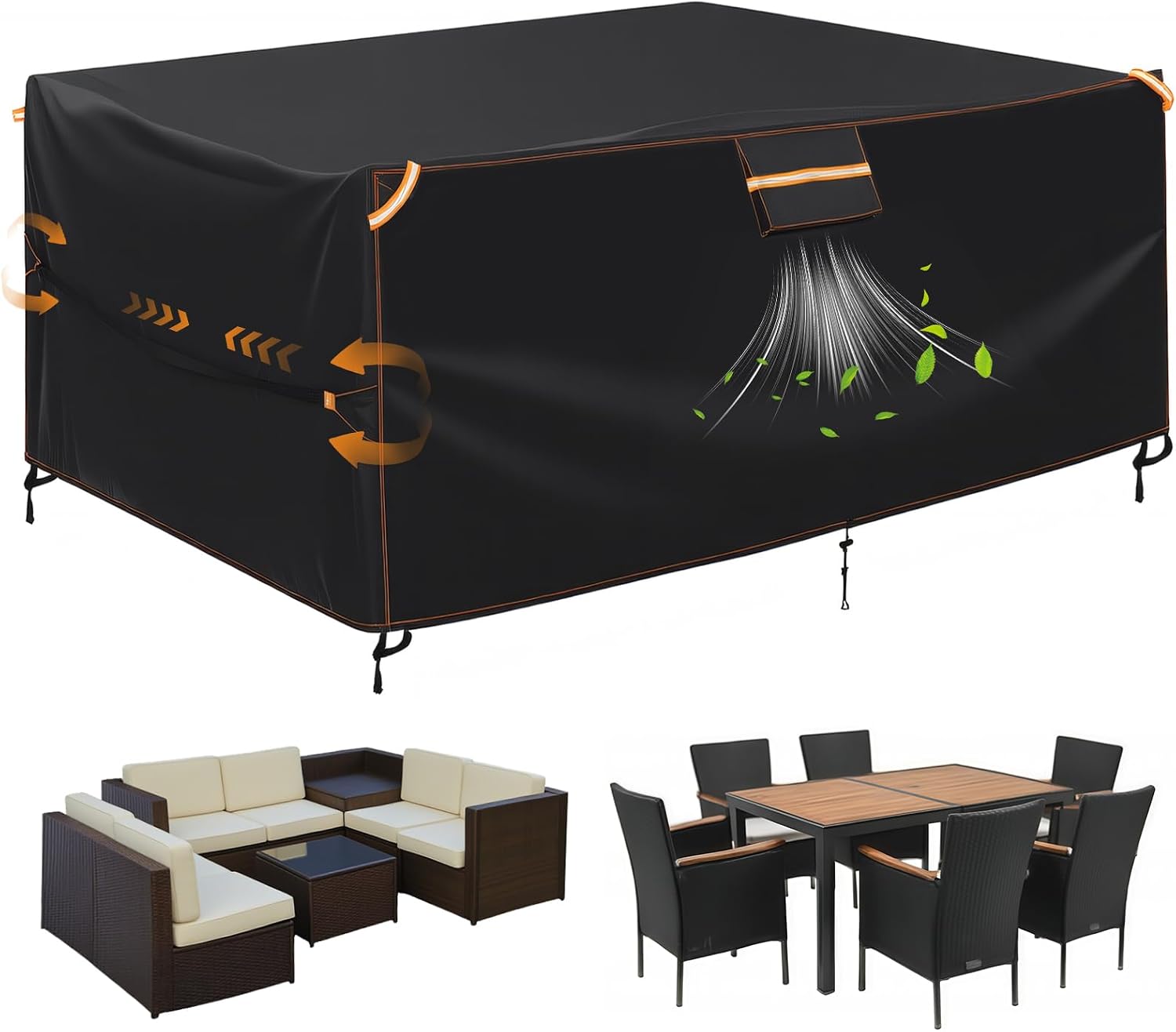 Detalle de GARPROVM Abdeckplane für Gartenmöbel Outdoor 200x165x80 cm (420D Oxford, wasserdicht, mit Belüftung)