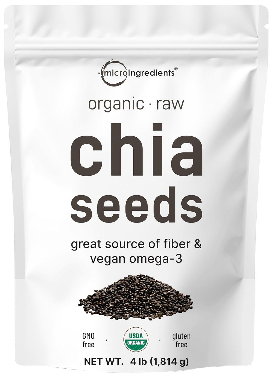 Detalle de Micro Ingredients Organic Chia Seeds, 4-Pound Whole Black Seeds