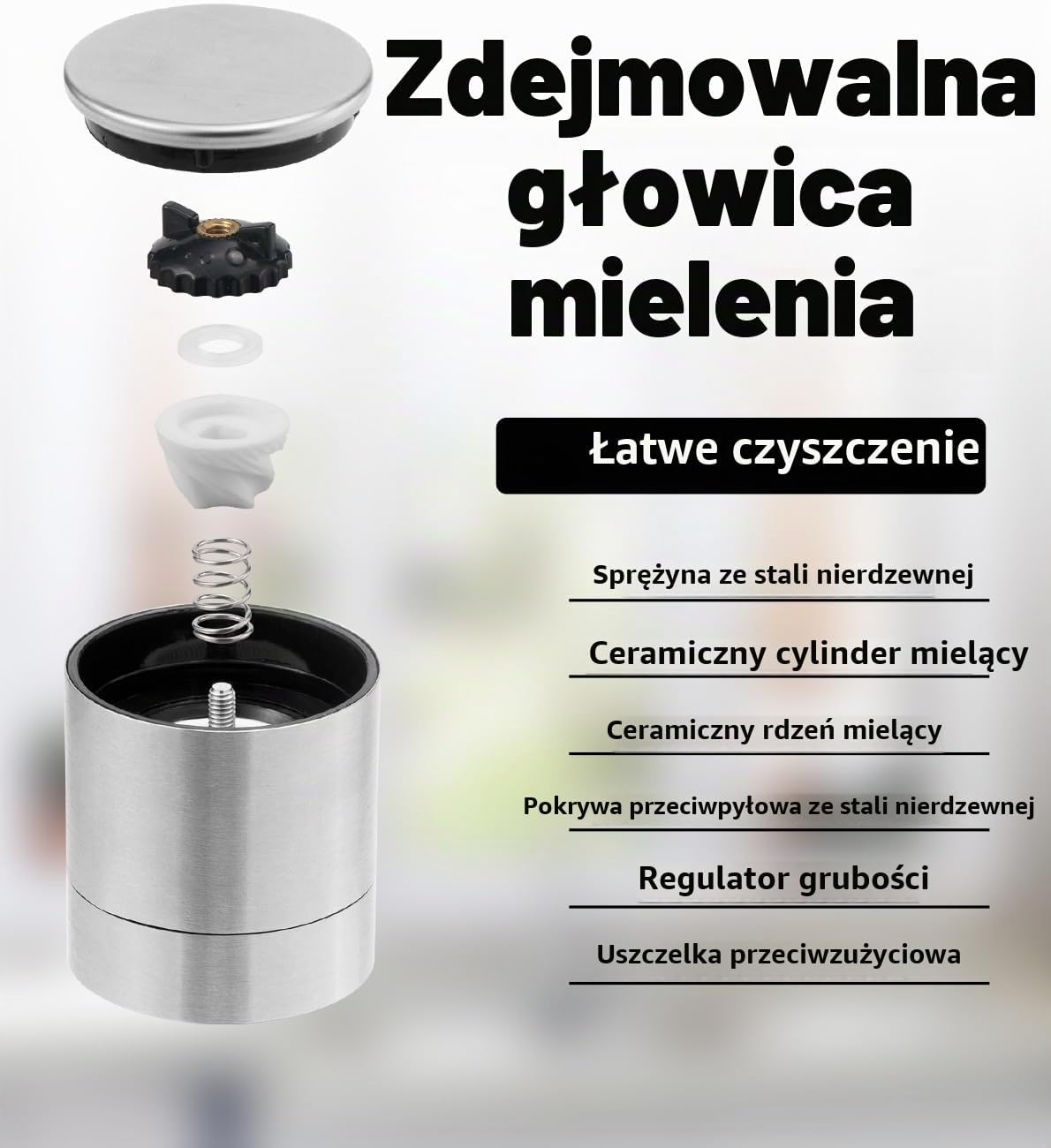 Thumbnail 6 de WallEgo YC-YMQ-XS – ręczne młynki do soli i pieprzu, ceramiczny mechanizm, 2 szt.