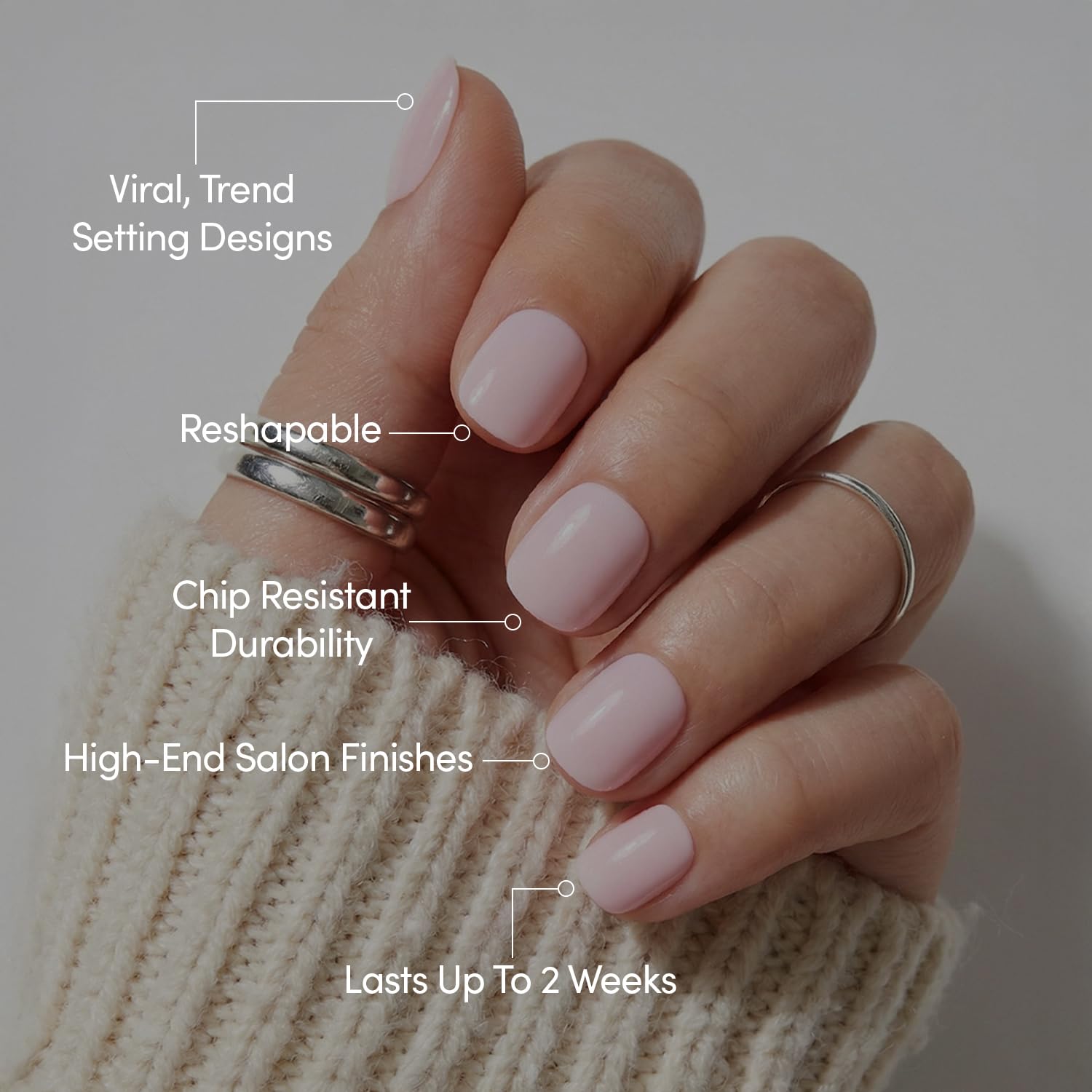 Thumbnail 2 de Glamnetic Press On Nails – Sugar BB Spring Nails (Super Short Baby Pink, Glossy Finish) 30-Nail Kit