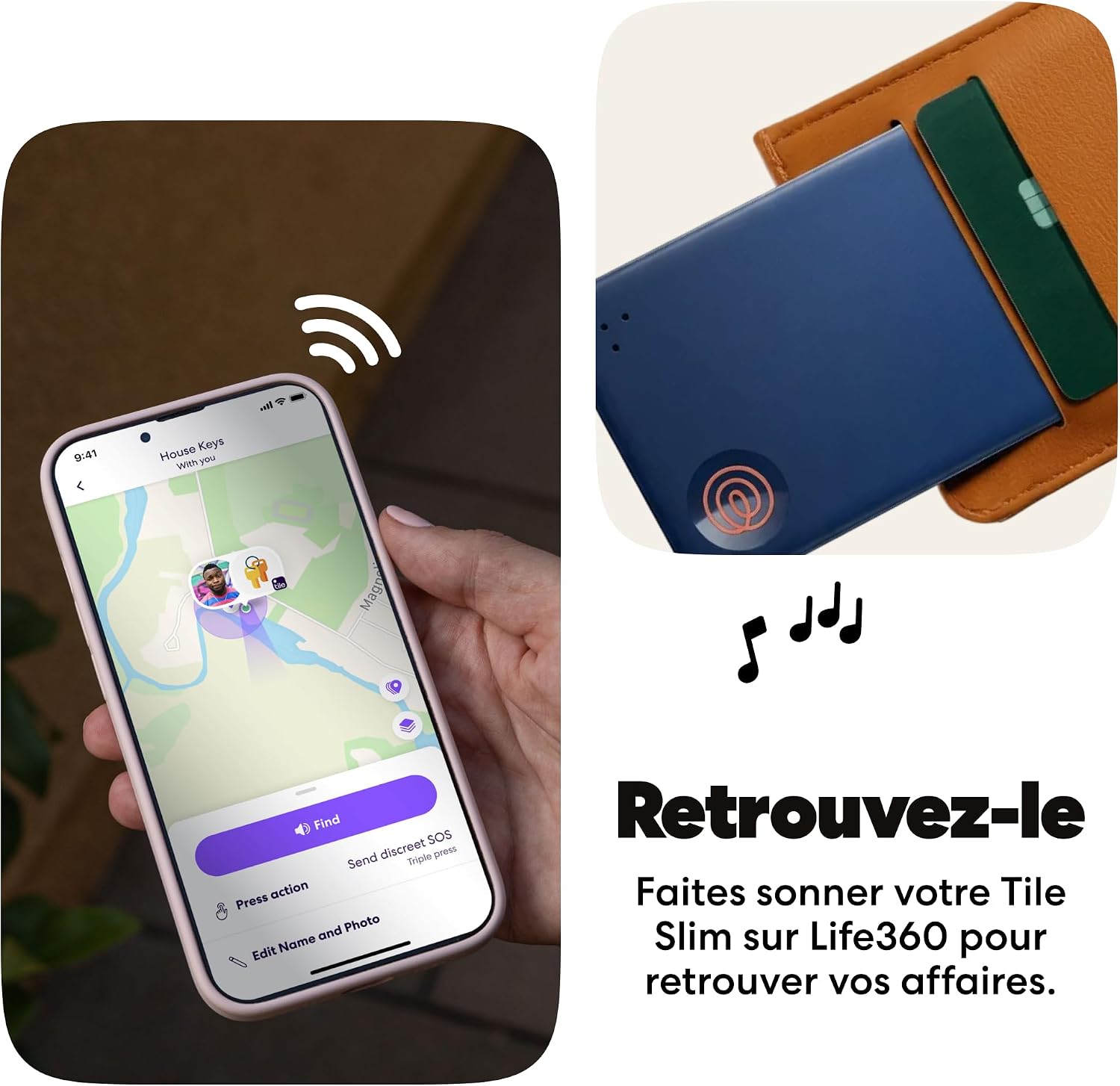 Detalle de Life360 Tile by Life360 Slim – détecteur Bluetooth pour portefeuille, bagage et passeport (lot 1, Navy Blaze)