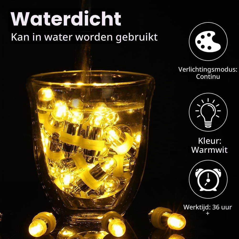 Thumbnail 1 de AUAUY mini-ledlampjes voor lantaarns, set van 30, warmwit en waterdicht