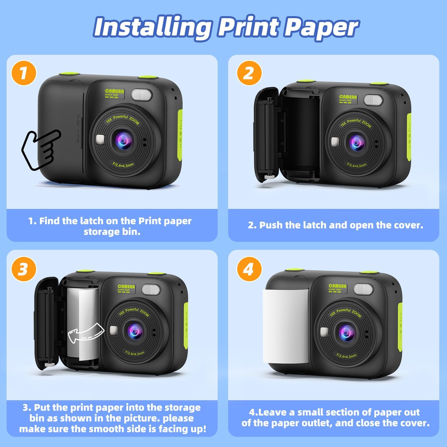 Thumbnail 6 de HOOMOON P97 Kids Instant Print Camera, 1080p Video, 5 Paper Rolls