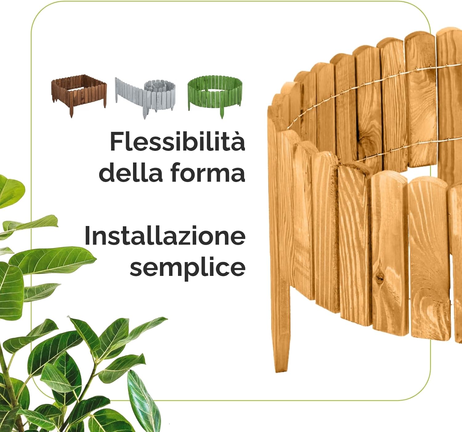 Thumbnail 2 de Garronda Rollborder in legno flessibile GD-0046 marrone scuro, 200 cm, altezza 20 cm