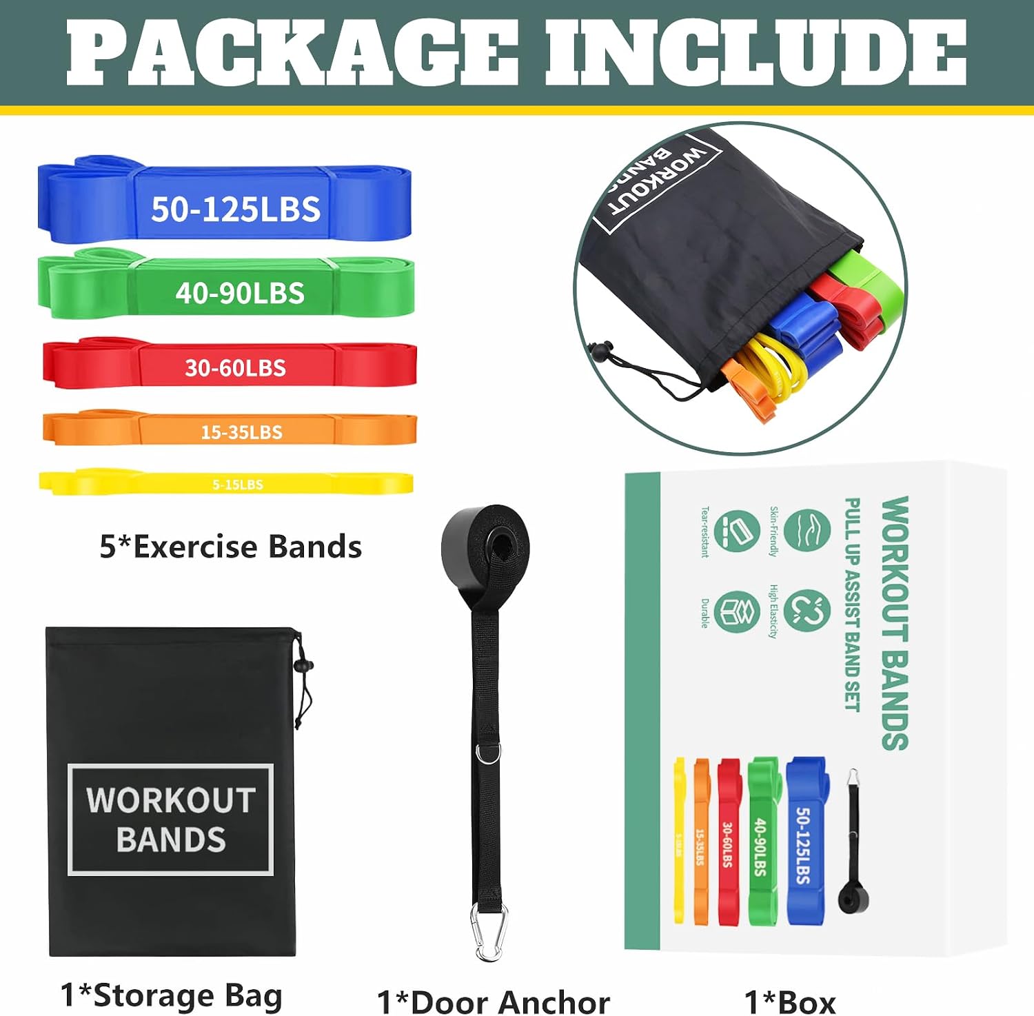 Thumbnail 6 de Exercise Bands Resistance Bands set for home workouts ๐
