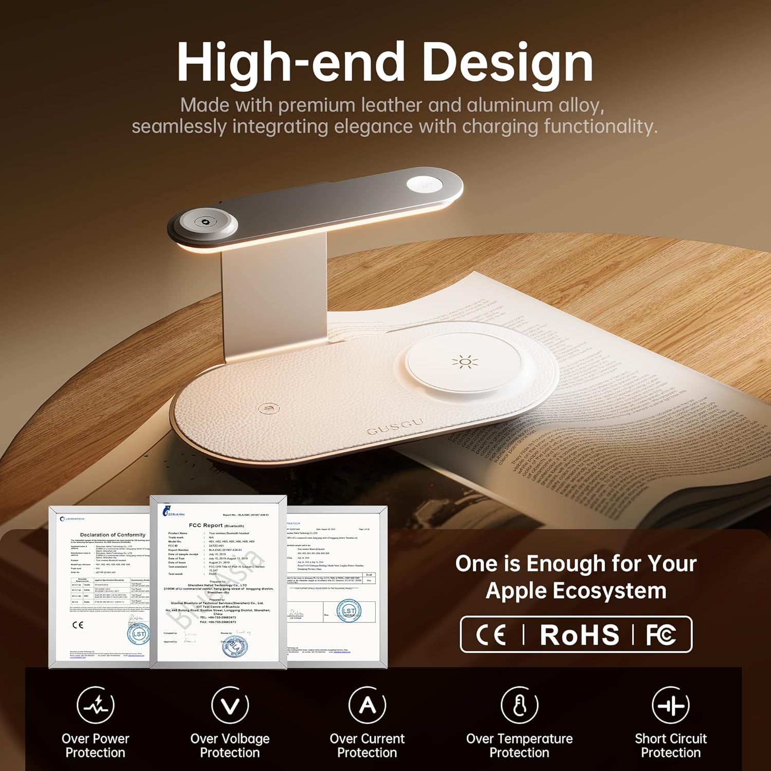 Thumbnail 5 de GUSGU 3-in-1 MagSafe wireless charging station with three-level night light (15W max)