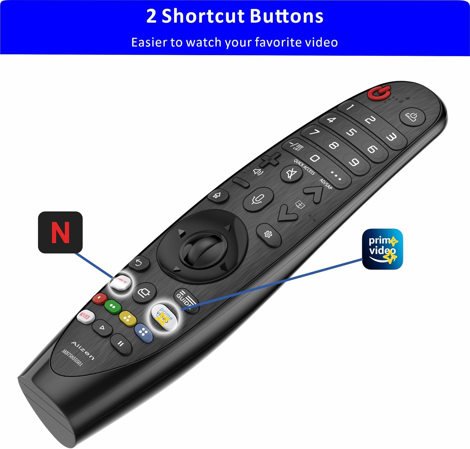 Detalle de Replacement for LG TV Remote with Voice Control and Pointer (AKB75855501, MR650A, MR24/GA, MR23/GA, MR22/GN, MR21/GC, MR20/GA, MR19/BA, MR18/BA) for 2019–2025 LG Smart TVs