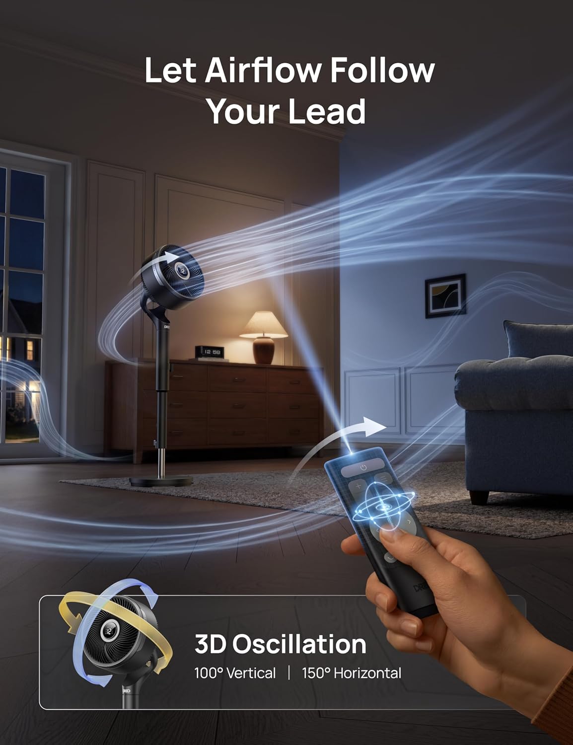 Thumbnail 2 de DREO Smart Fan for Bedroom: 2-in-1 Floor & Table Fan with Omni-Directional Oscillation