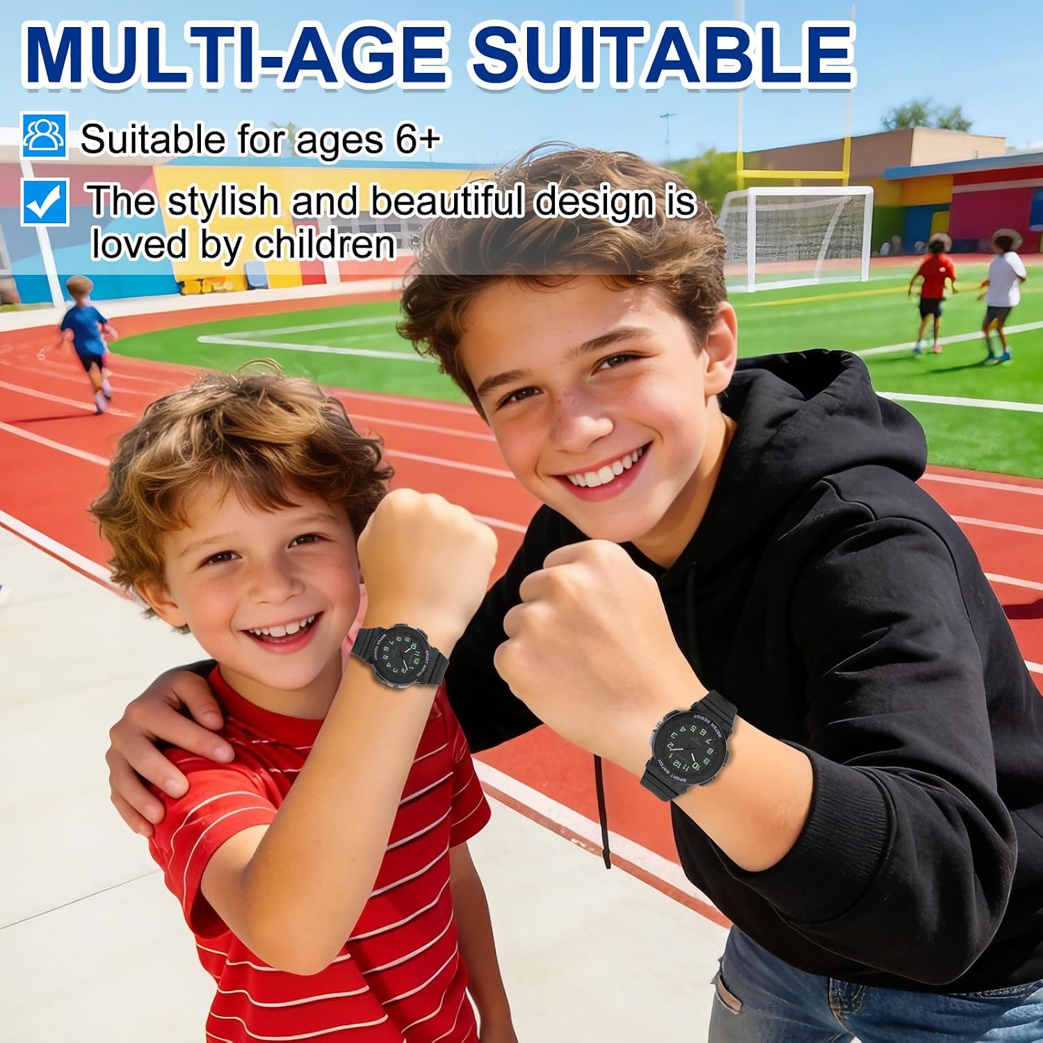 Detalle de Juboos Kinderuhr Analog – 50 m wasserdicht, großes Acrylzifferblatt, beleuchtet, weiches Armband
