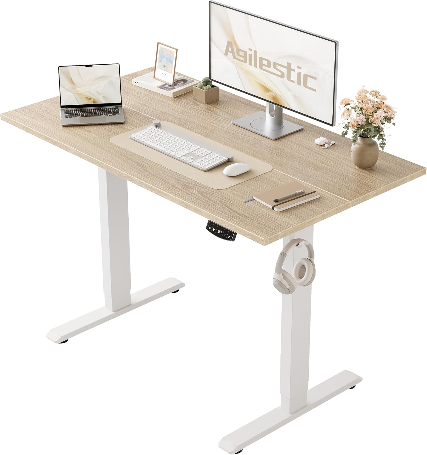 Detalle de Agilestic DJ 40 x 24-Inch Electric Standing Desk, Maple, Memory Presets
