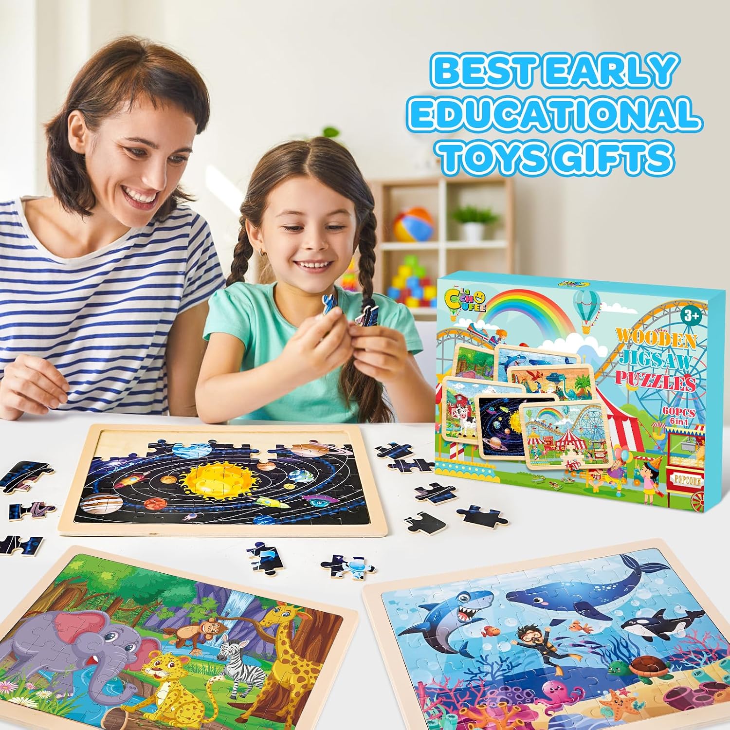 Thumbnail 6 de LACCHOUFEE 6-Pack Wooden Vehicle Puzzles ⚙