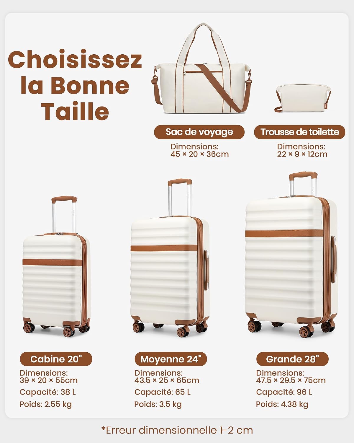 Detalle 2 de Kono ensemble de 3 valises rigides 65 cm, expansion 15 %, serrure TSA et roues silencieuses