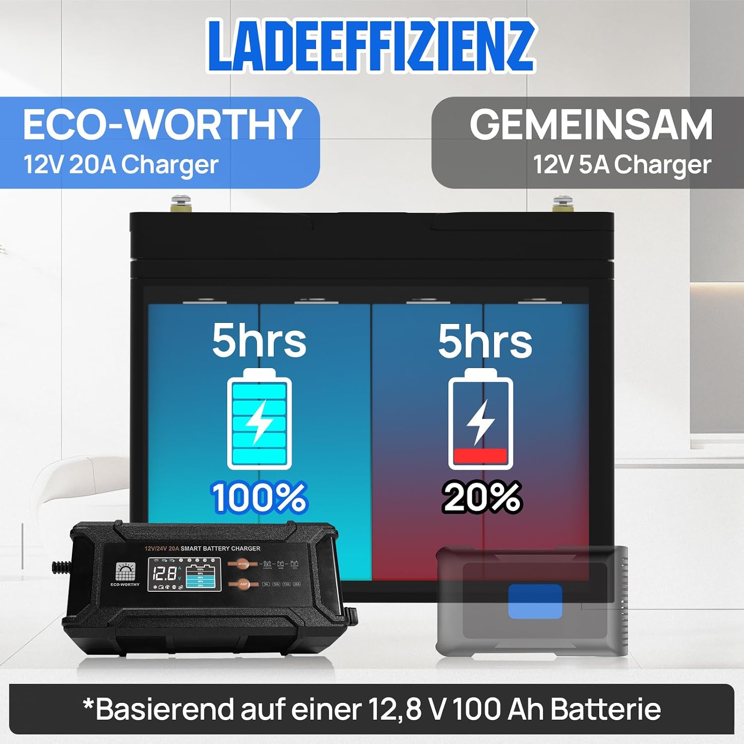 Thumbnail 5 de ECO-WORTHY 12V/24V 20A LiFePO4 Ladegerät ⚡