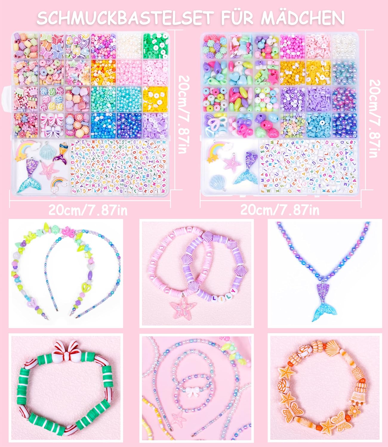 Detalle de MiuCo Schmuck-Bastelset ab 5 Jahren – Perlen-Kreationen für Mädchen (2 Kartons)