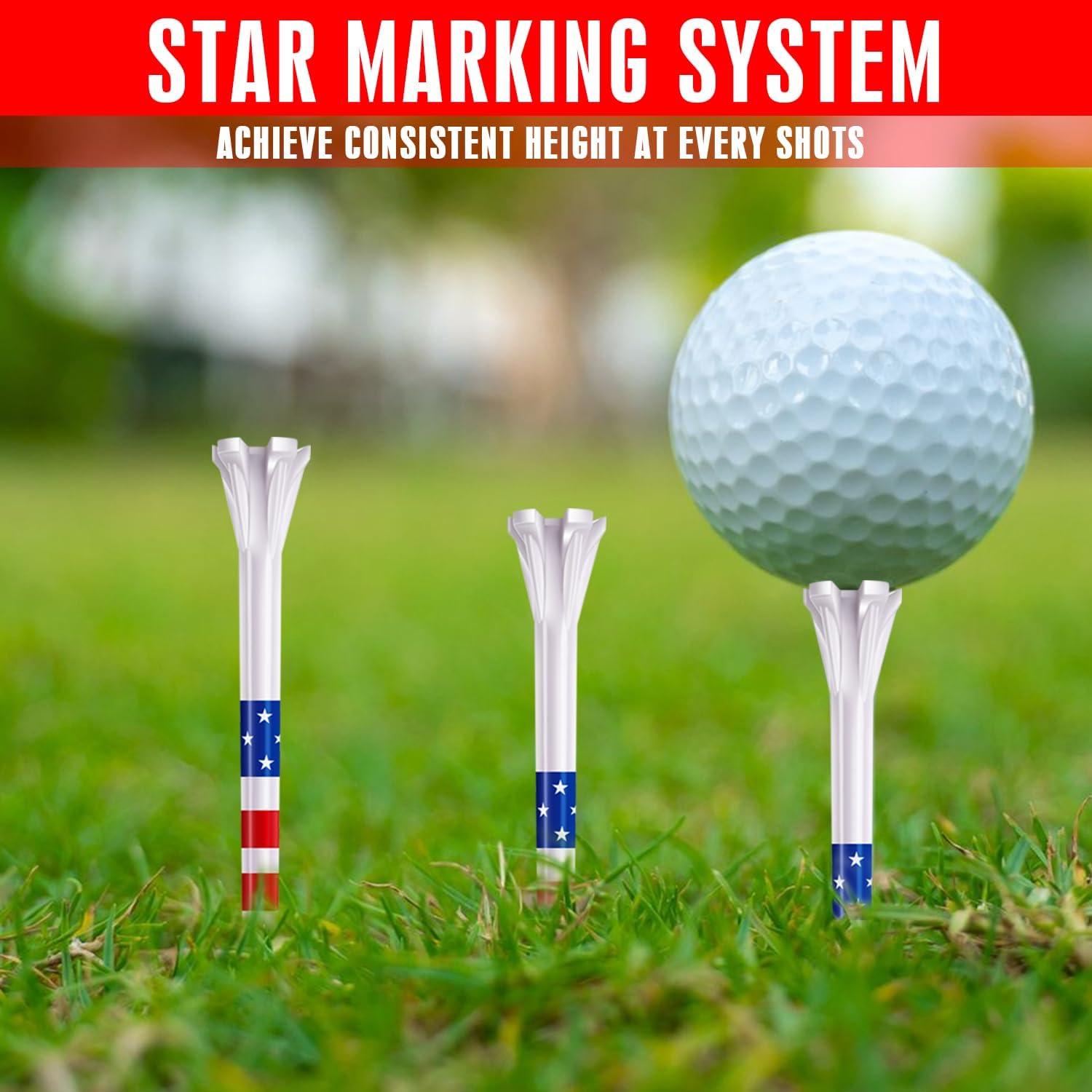 Detalle de CHAMPKEY 5-Prong Plastic Golf Tees, 120-Pack with Two Tee Lengths