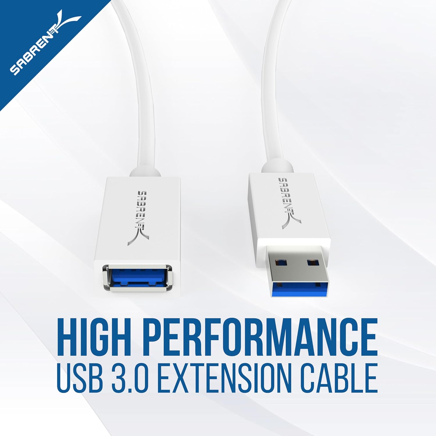 Detalle 2 de SABRENT 22AWG USB 3.0 Extension Cable A Male to A Female (3 Feet, White) CB-303W