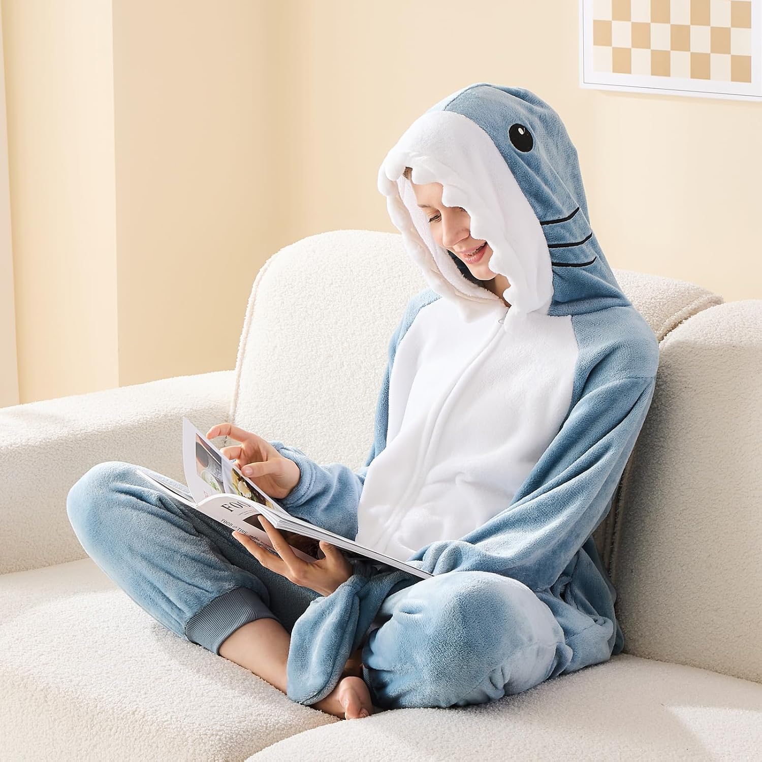 Detalle de NEWCOSPLAY Unisex Adult Onesie Pajamas, Flannel, 3D Animal Hood & Pockets