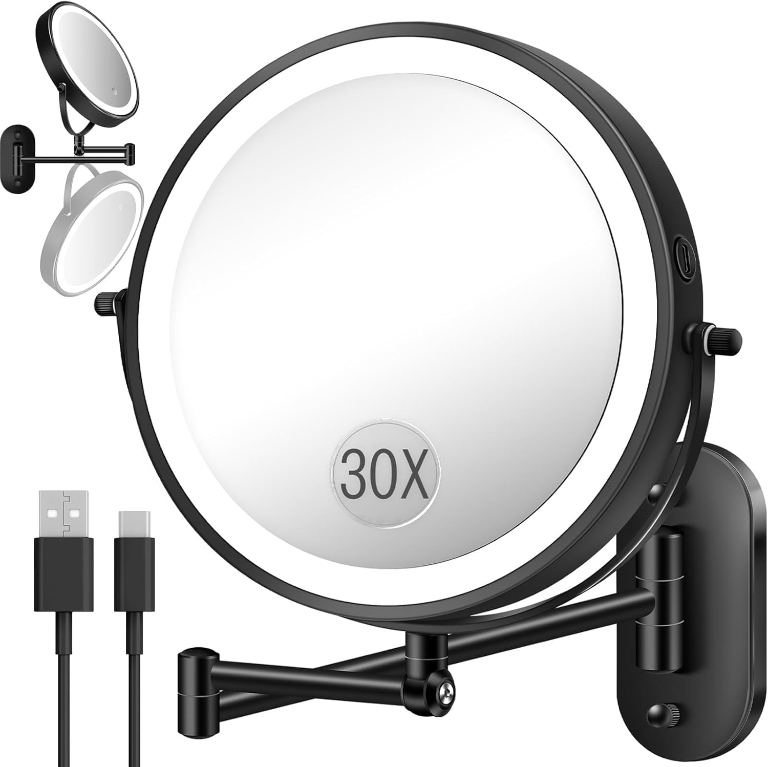 Detalle de VFD 30X/1X Lighted Wall Makeup Mirror 5000mAh