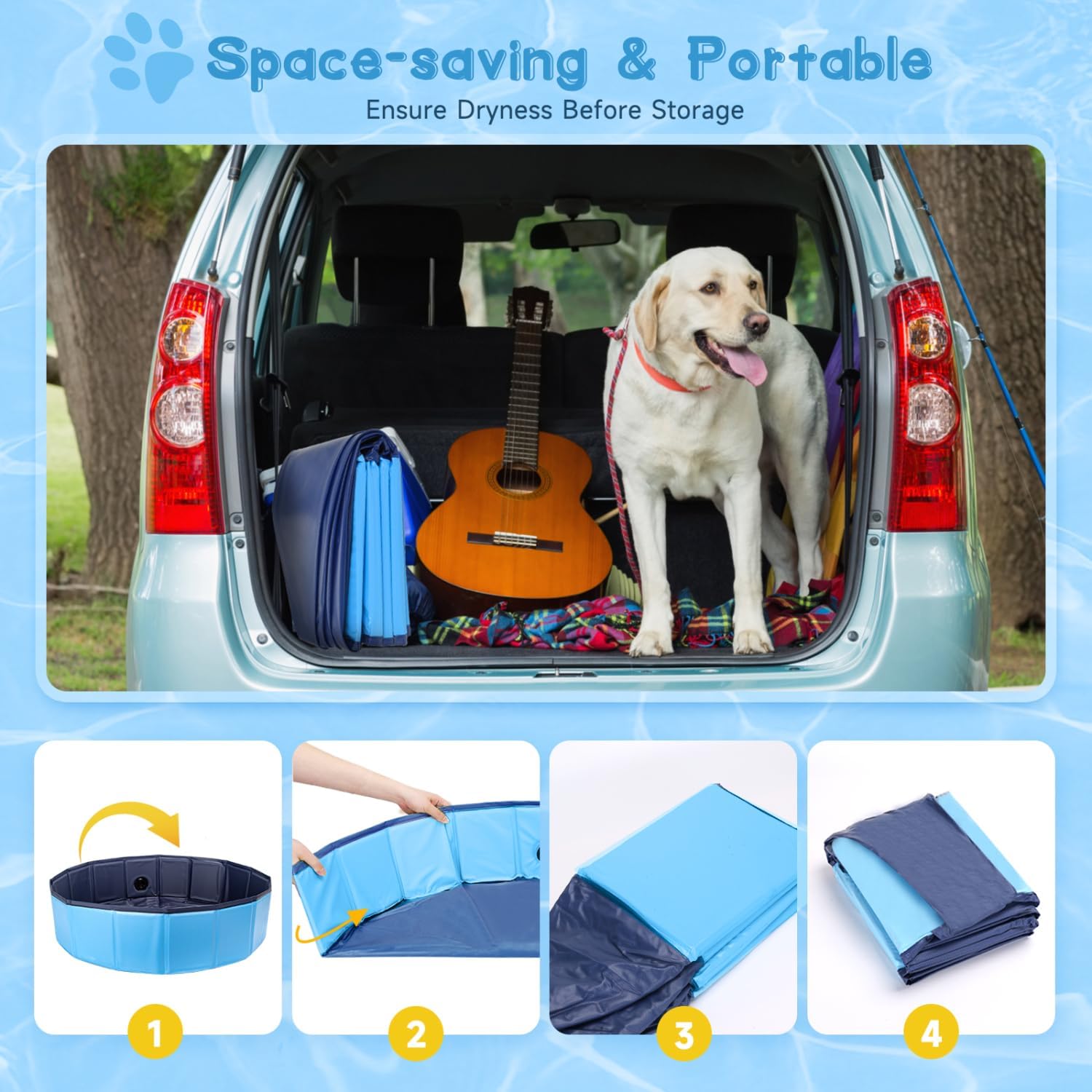 Thumbnail 6 de Nobleza Piscine pour chien rigide pliable en PP et PVC – baignoire 80×20 cm (S) bleu