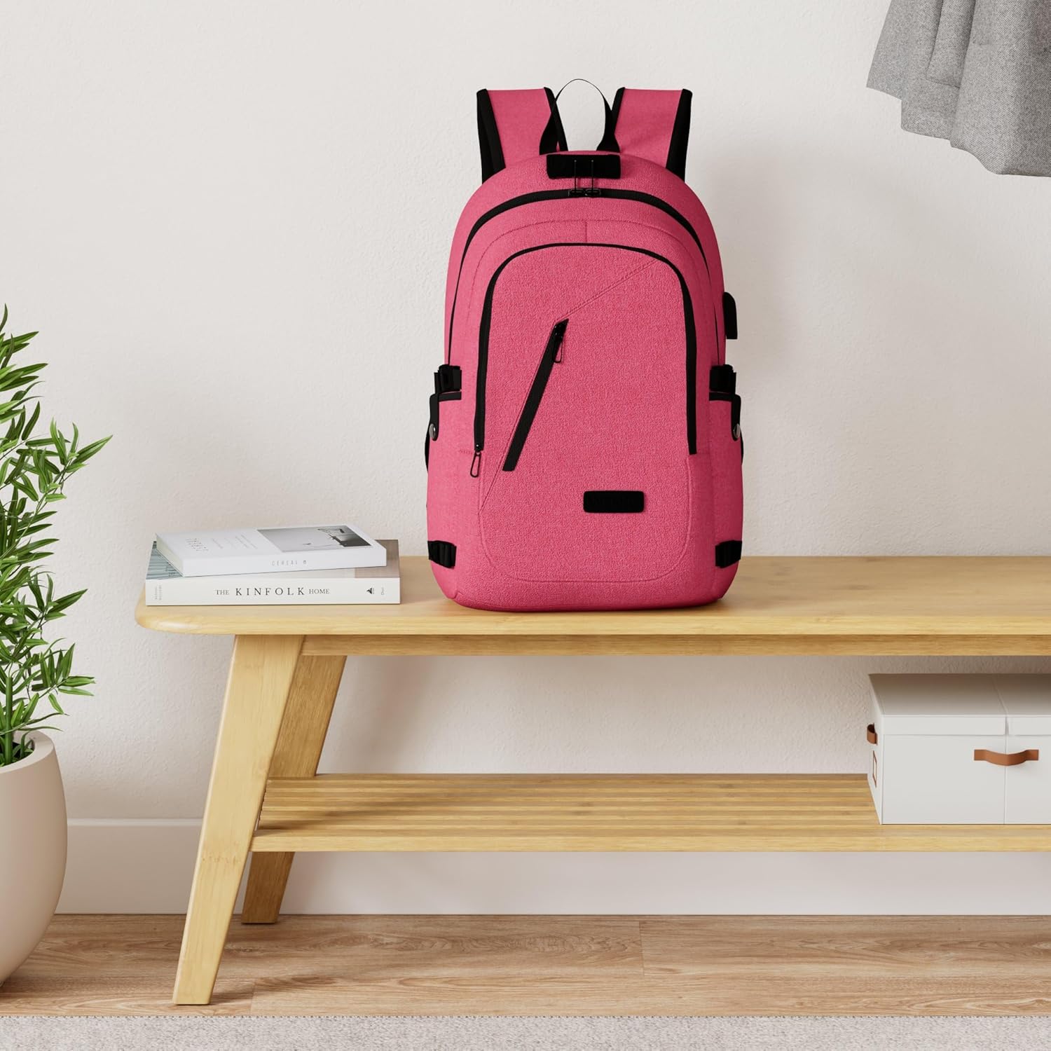 Detalle 2 de WENIG Rucksack Laptop – Anti-Diebstahl-Rucksack mit USB-Ladeanschluss für Damen, 45 × 30 × 18 cm