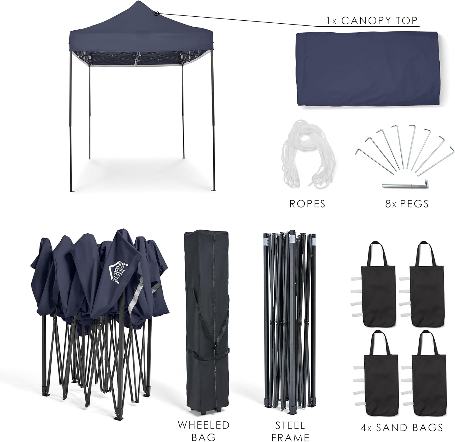 Thumbnail 3 de All Seasons Gazebos 3x2m Pop Up Gazebo con Pacchetto Accessori – Blu Navy