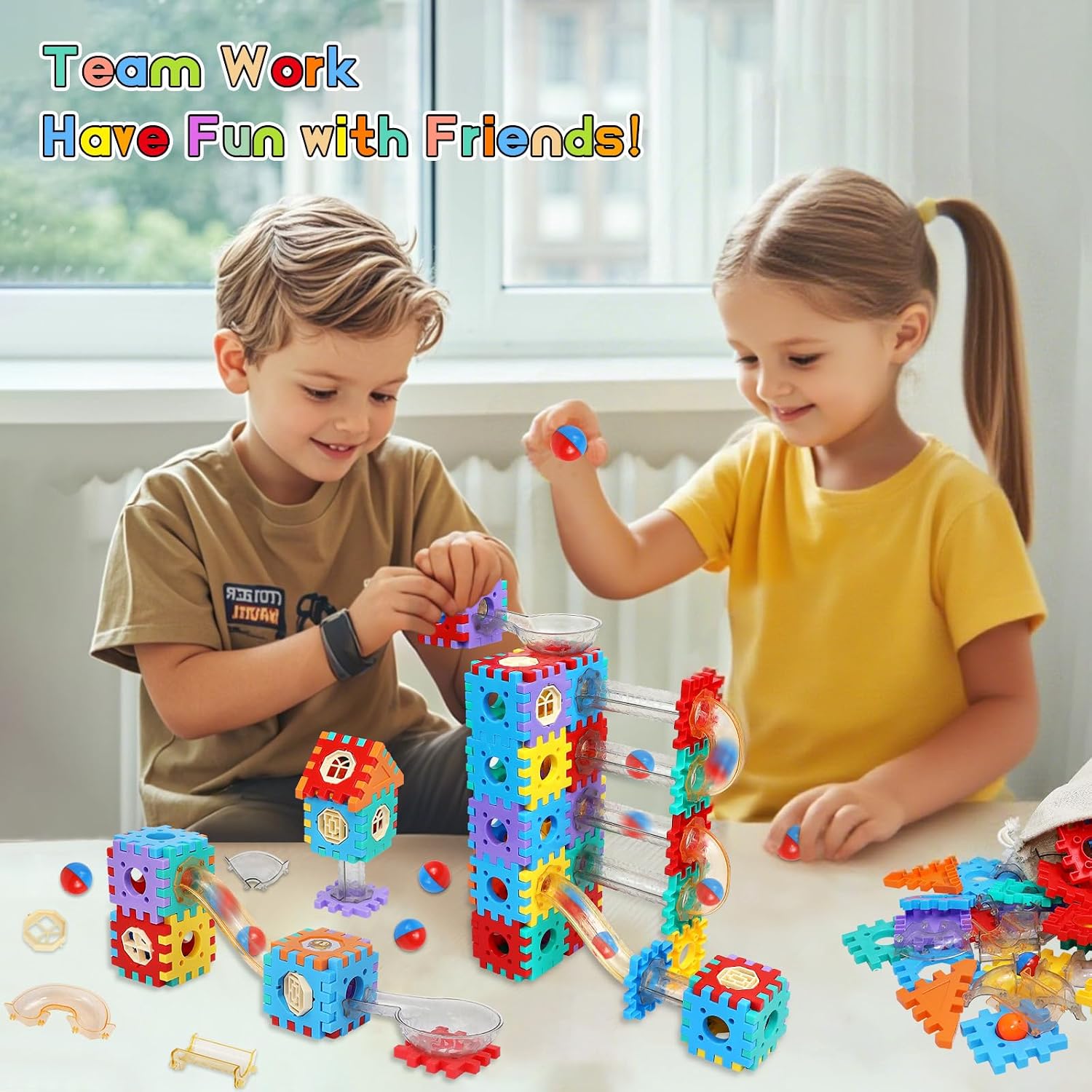 Detalle 2 de AOSITE 234-Piece Marble Run Kit for Kids (Ages 3–12)