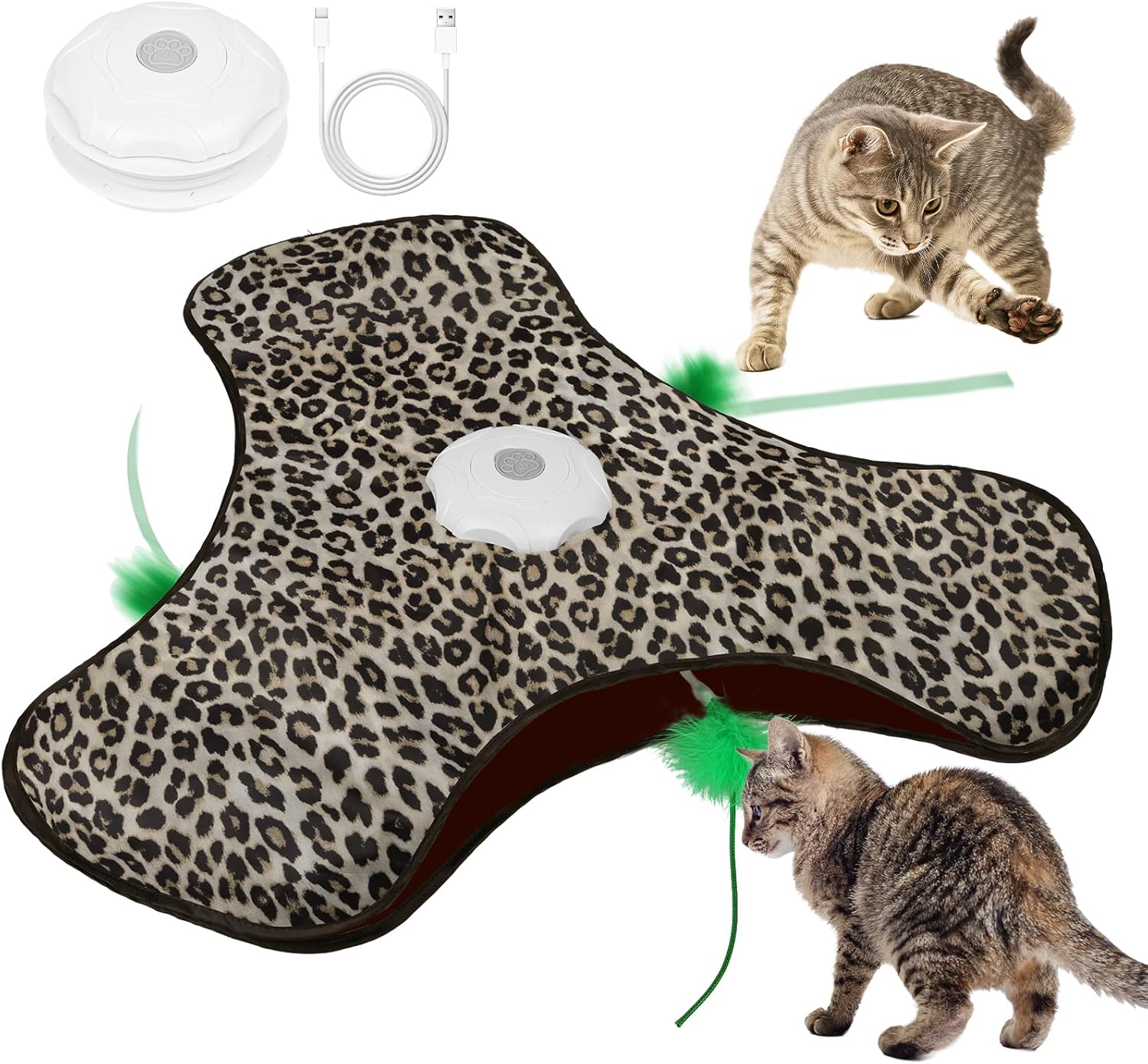 AUYAO Jouet Interactif pour Chat – Chasse à plume et souris qui couine, rechargeable